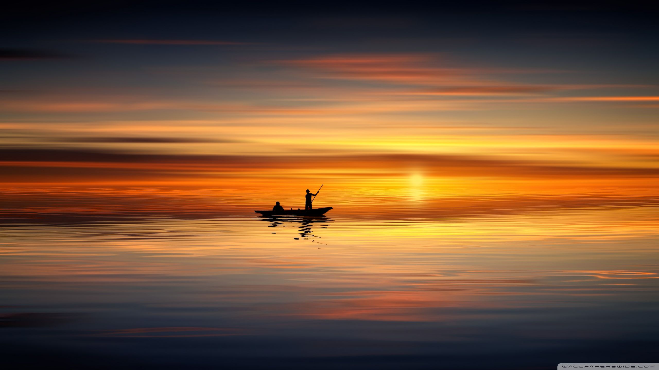 Tramonto anime con aurora boreale, 2560x1440 2K, Desktop