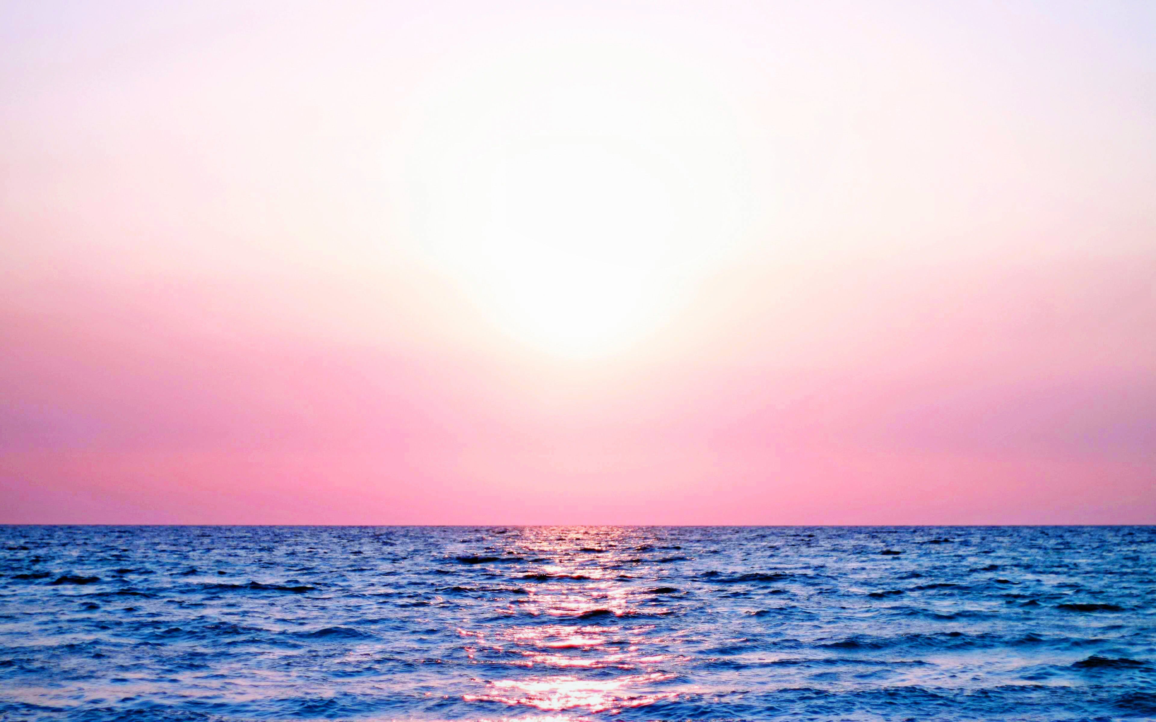 Tramonto rosa sul mare, 3840x2400 4K Ultra HD, Monitor 4K