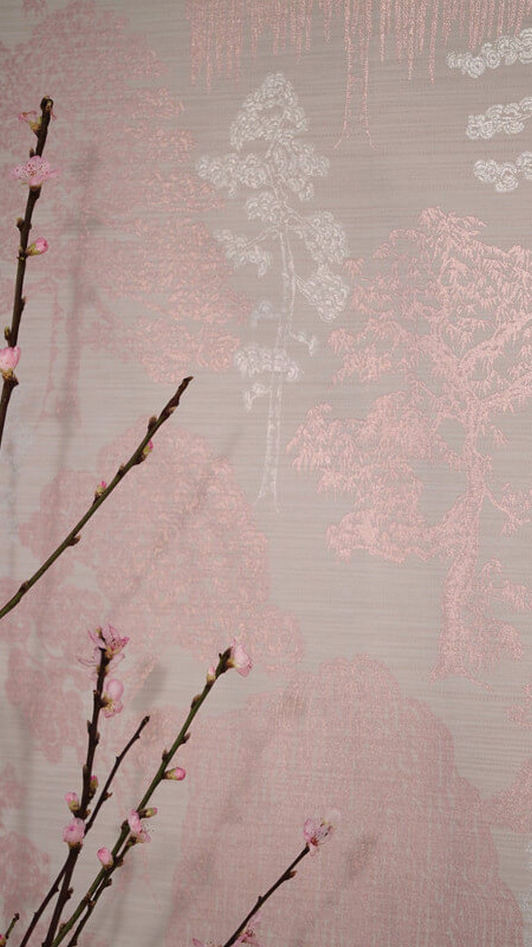Rami fioriti rosa glitter, 1080x1920 Verticale, Telefono