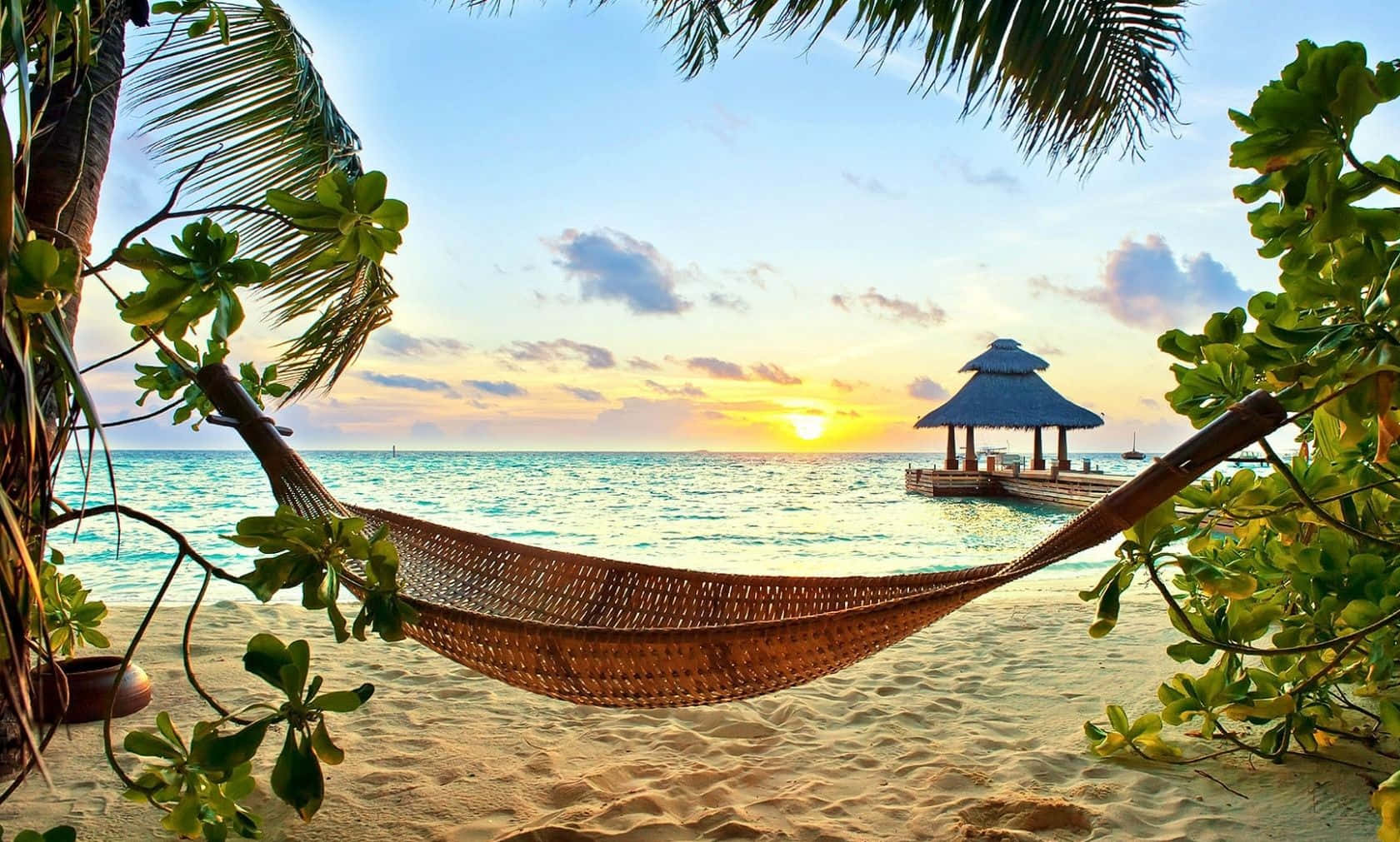 amaca spiaggia tropicale tramonto, 1680x1011 900p, Desktop