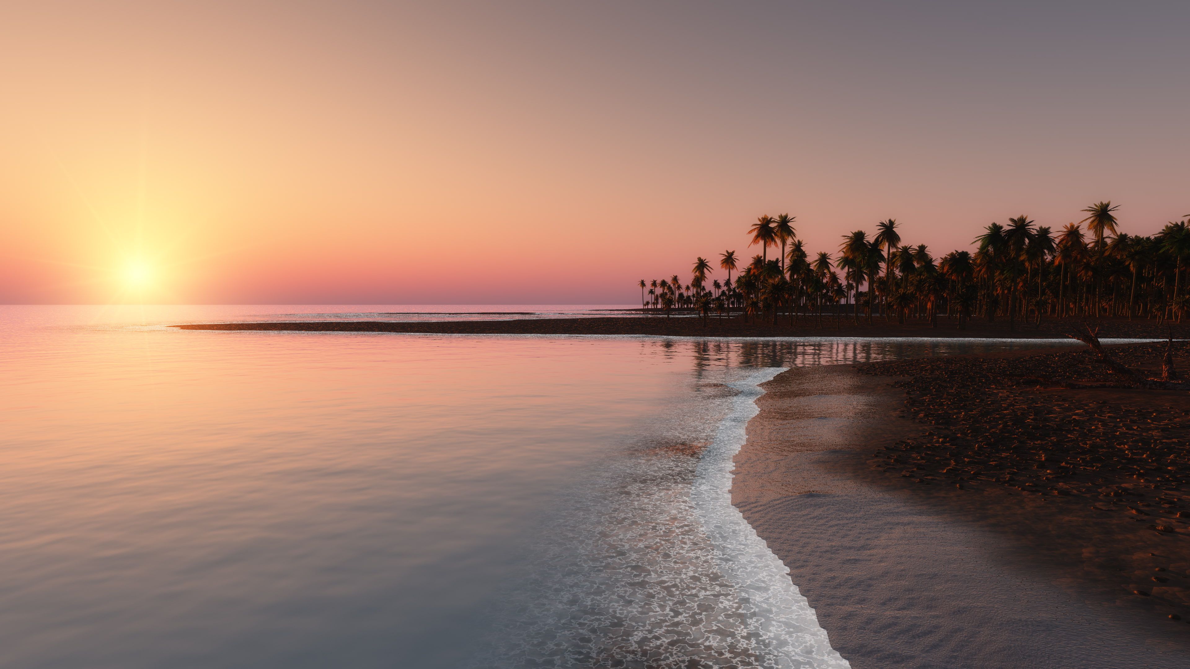 Spiaggia tropicale al tramonto, 3840x2160 4K Ultra HD, Monitor 4K