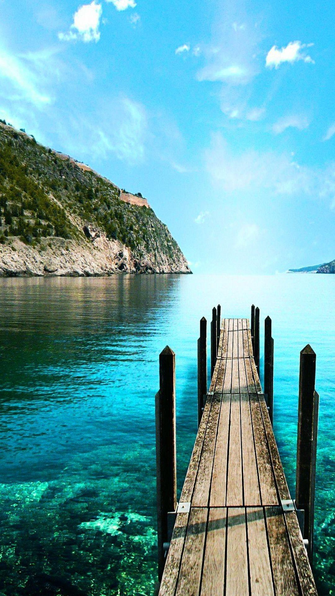 molo di legno mare turchese, 1080x1920 Verticale, Telefono