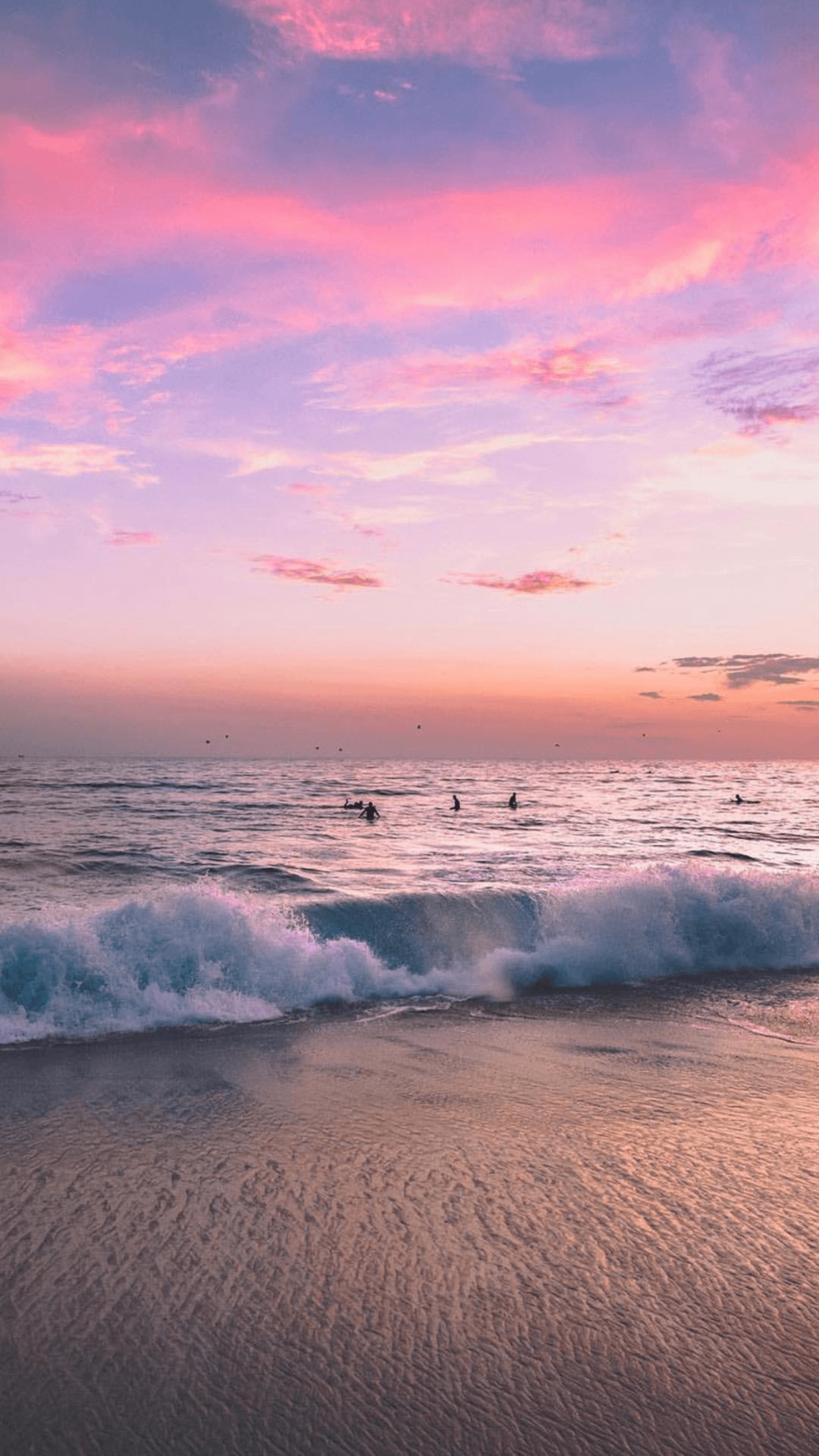 Tramonto rosa su spiaggia, 1242x2208 Full HD Verticale, iPhone