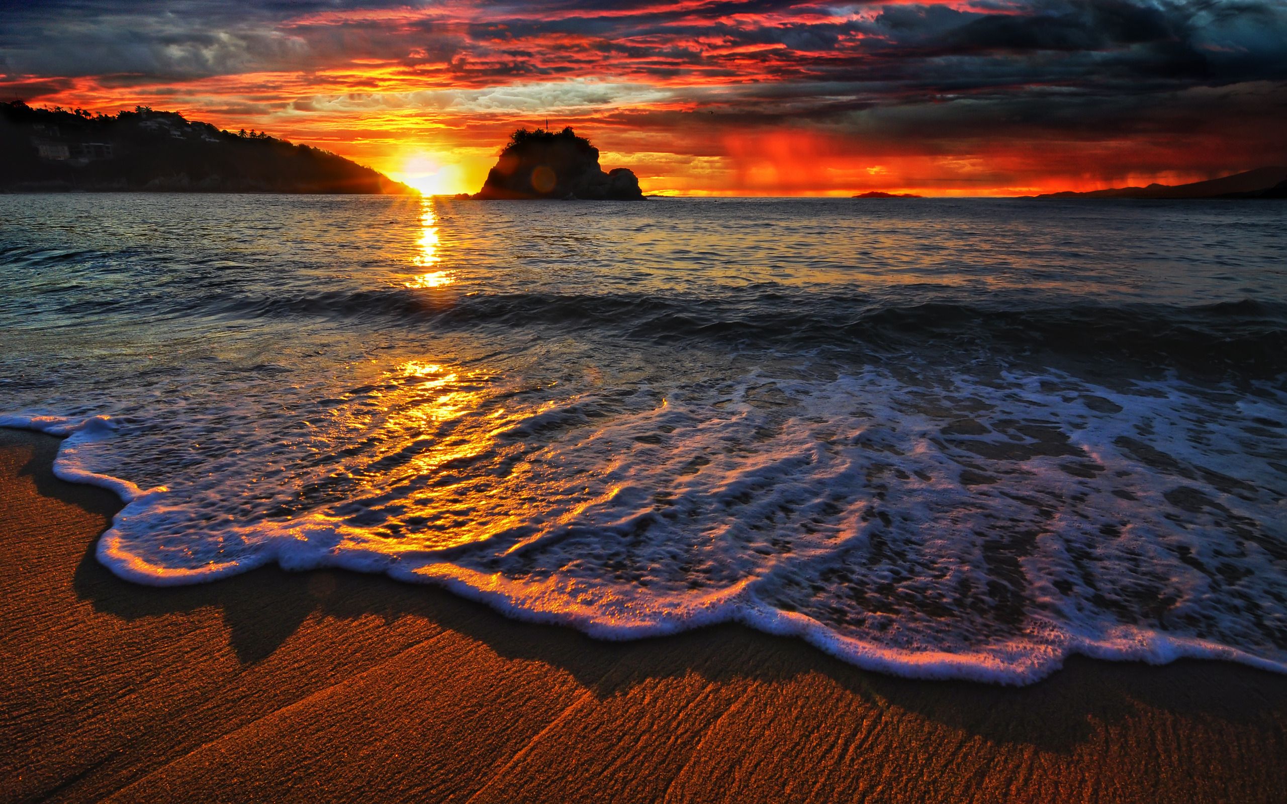Tramonto sulla spiaggia, 2560x1600 2K, Desktop