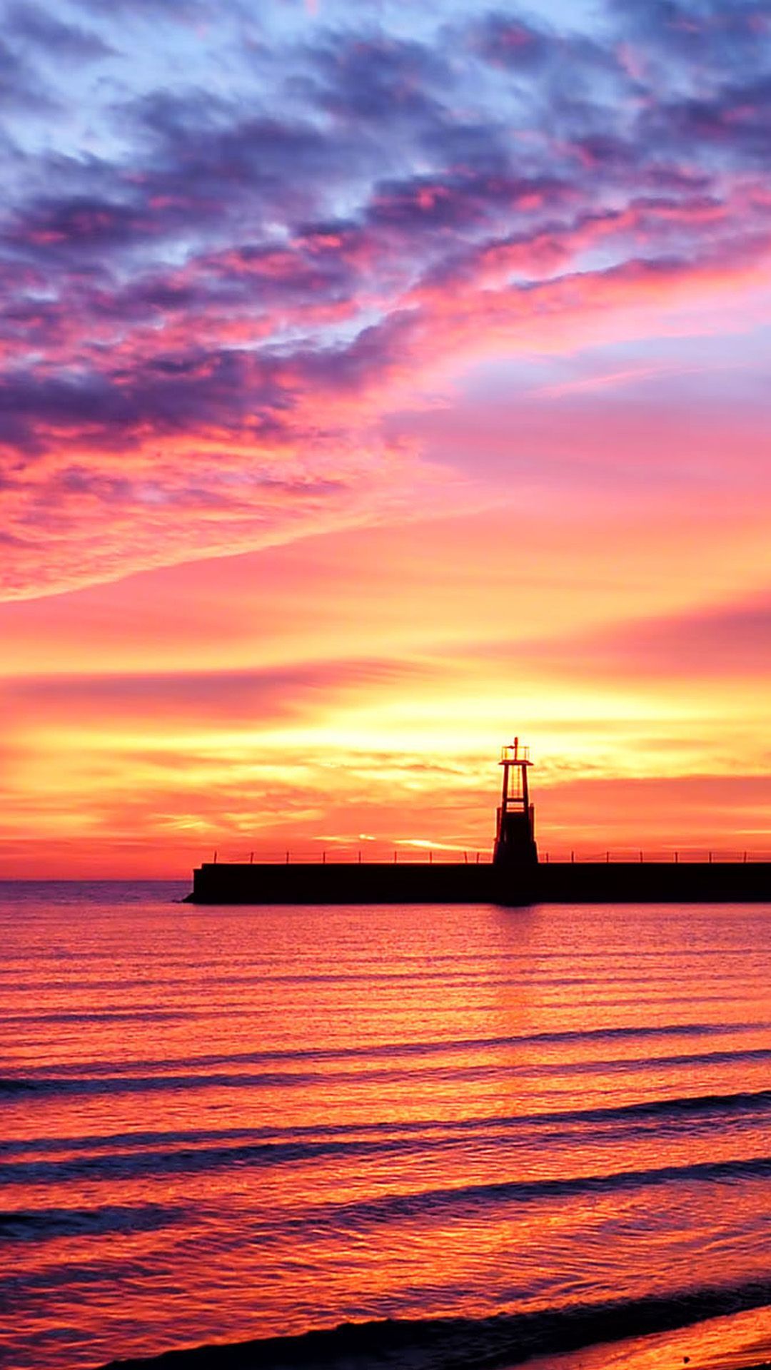 Faro al tramonto, mare, 1080x1920 Full HD Verticale, iPhone