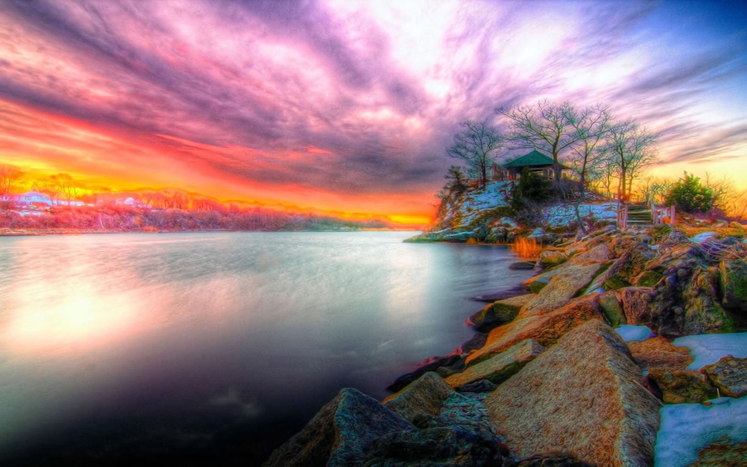 Tramonto sulla costa rocciosa, 2560x1600 2K, PC