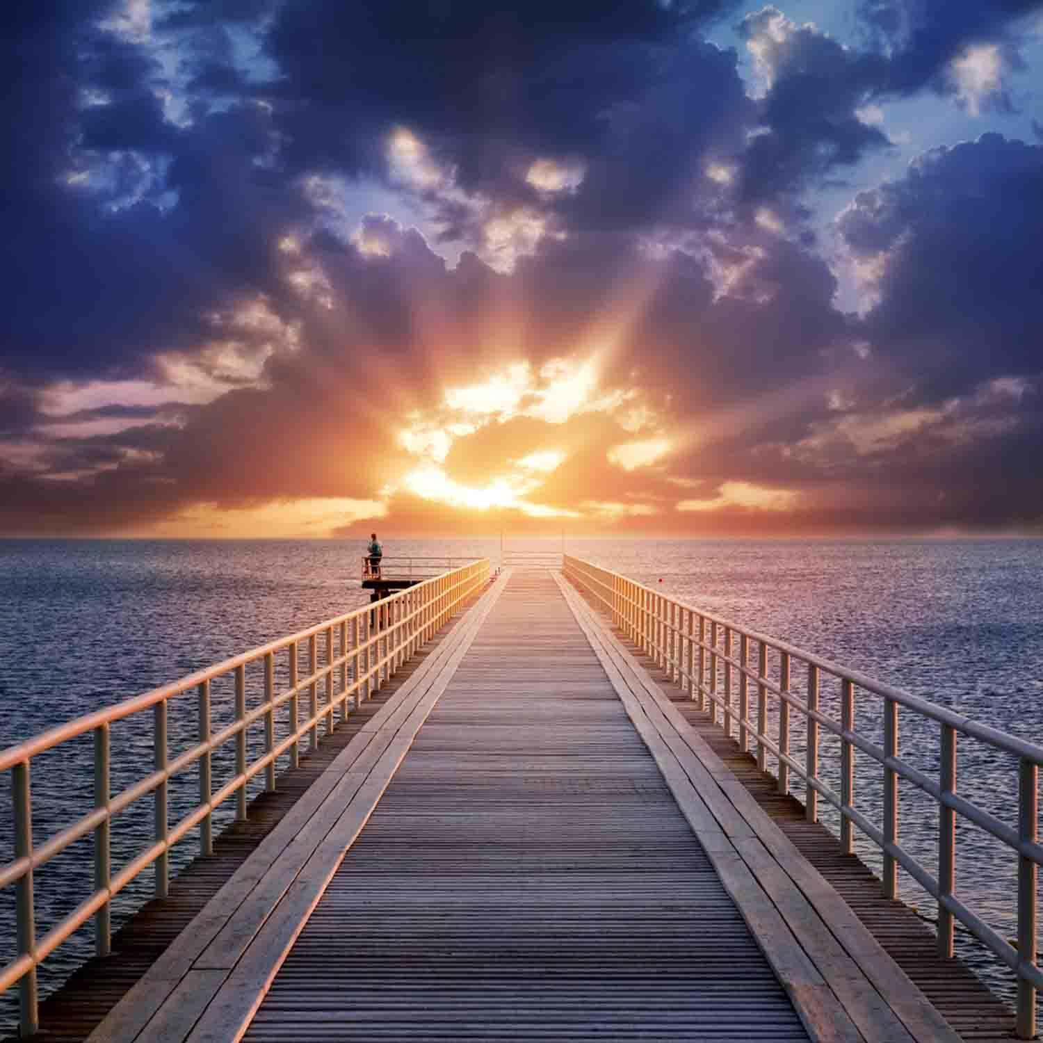 Molo di legno al tramonto, 1500x1500 720p, Laptop
