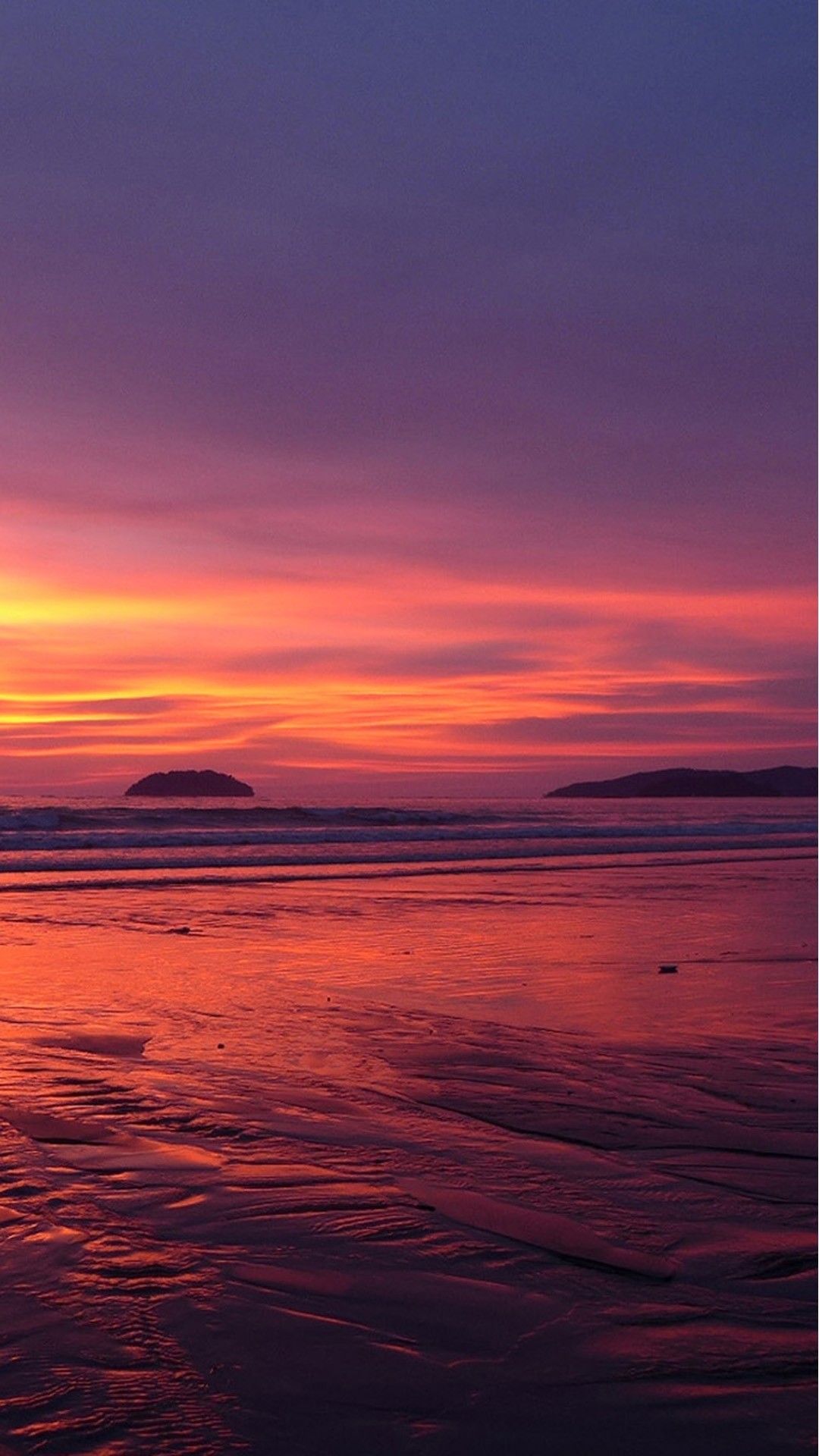 tramonto spiaggia rosa viola, 1080x1920 Full HD Verticale, Smartphone