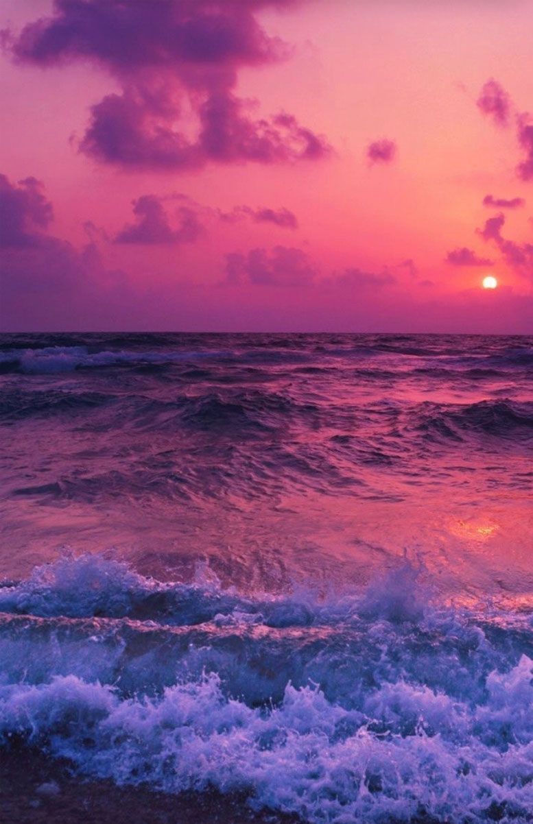 Tramonto viola sull'oceano, 777x1202 Verticale, Telefono