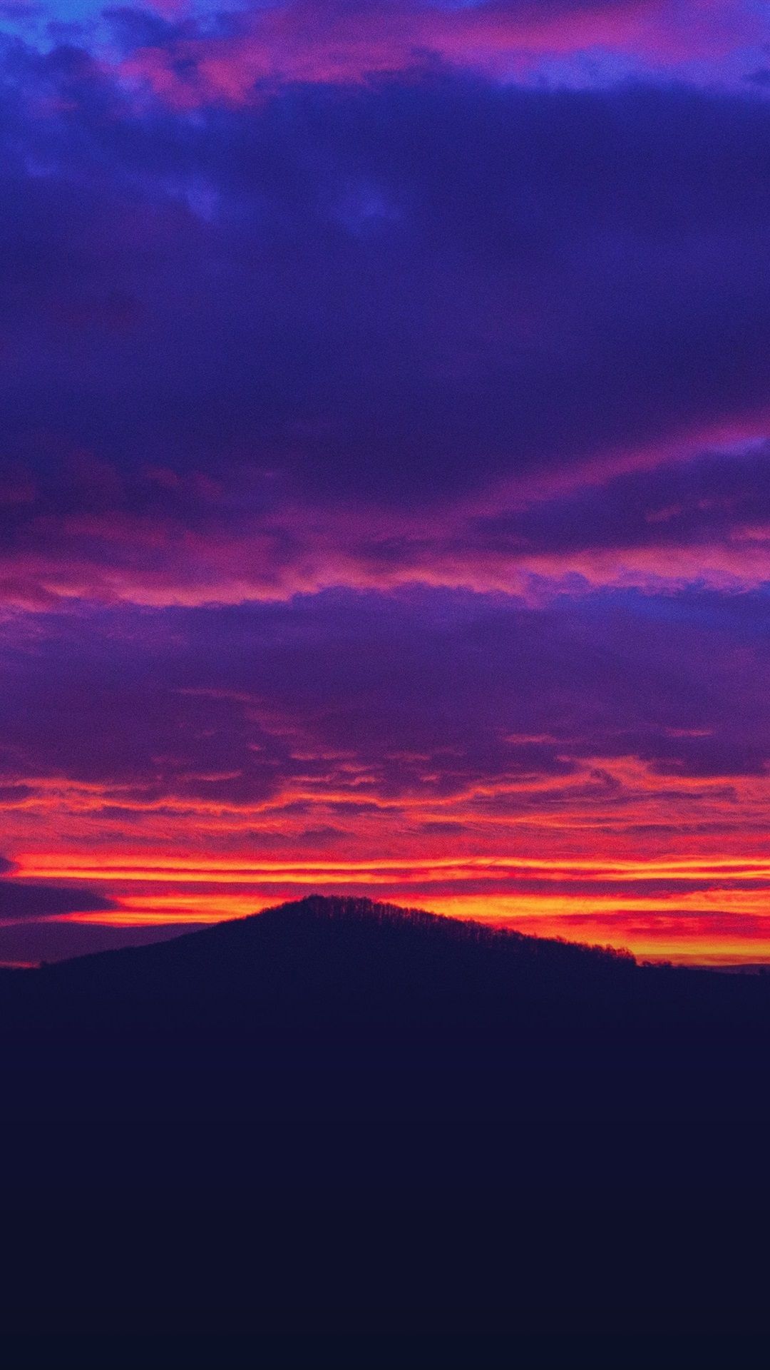 Tramonto viola e arancio, montagna, 1080x1920 Full HD Verticale, iPhone