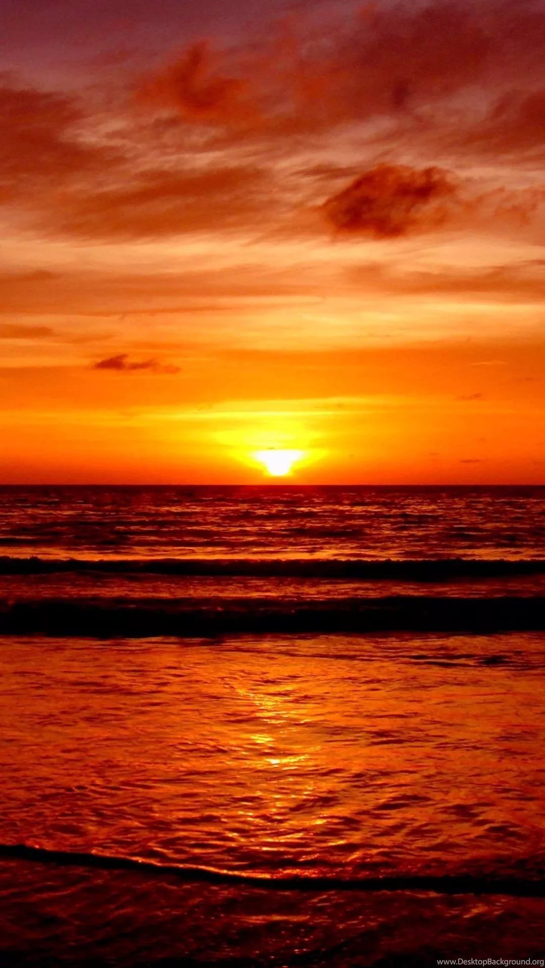 Tramonto arancione sull'oceano, 1080x1920 Verticale, Mobile