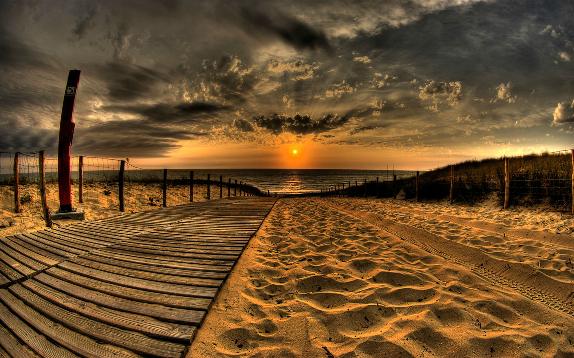 Passerella legno spiaggia tramonto, 1920x1200 WUXGA, Desktop