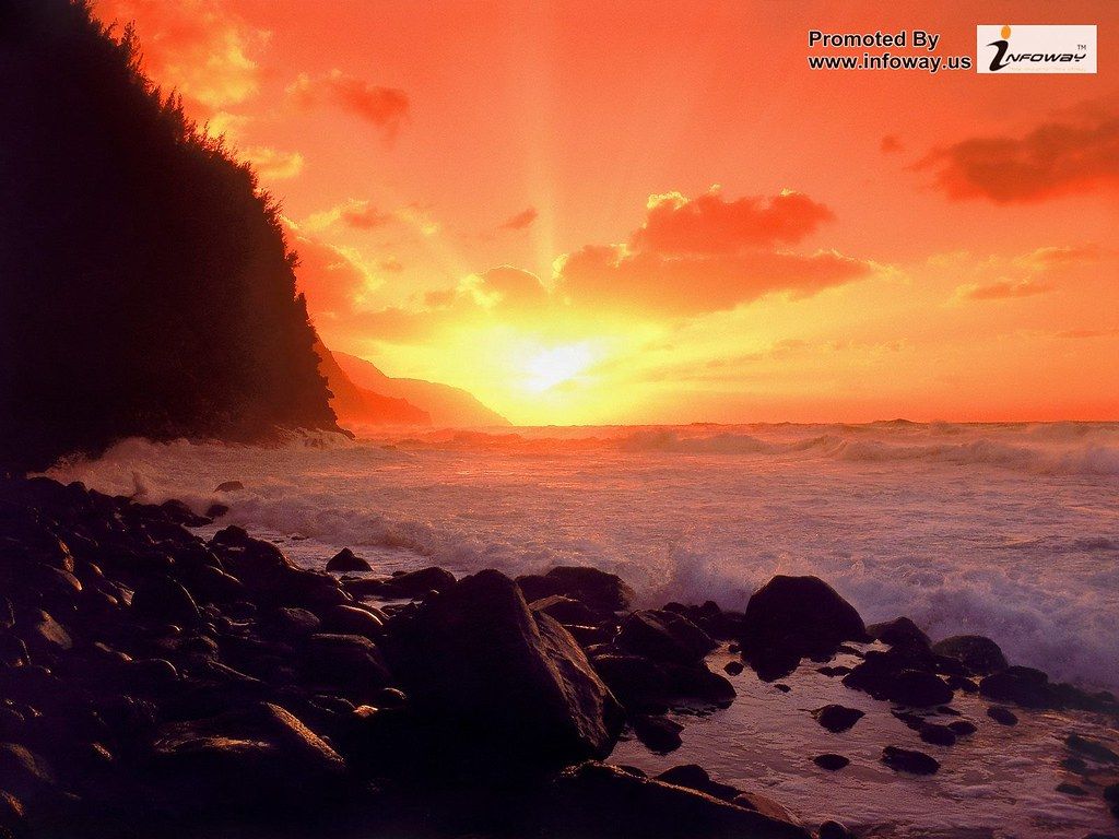 Tramonto sulla costa rocciosa, 1024x768 HD, iMac