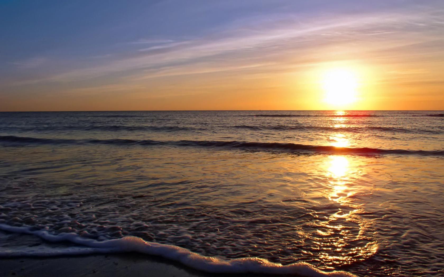 Tramonto sul mare, spiaggia, 1680x1050 HD, PC