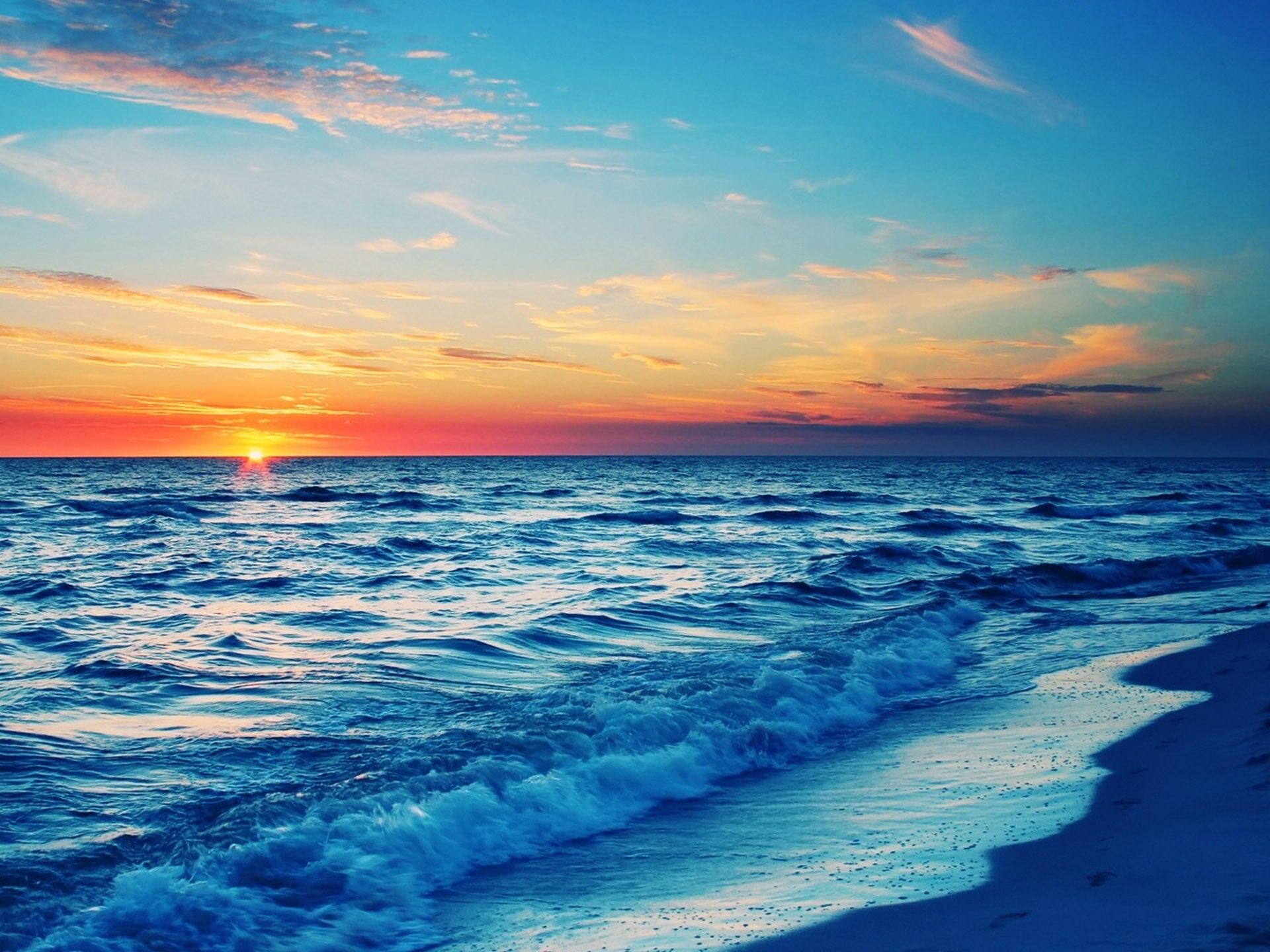 Tramonto sul mare, spiaggia, 1920x1440 WUXGA, Desktop