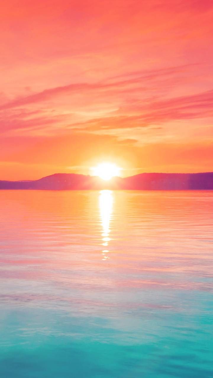 Tramonto arancione su mare turchese, 720x1280 Full HD Verticale, iPhone