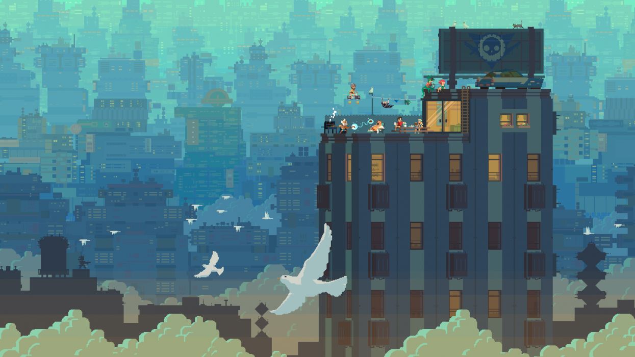 Transistor città pixel art, 1245x700 HD, PC Desktop