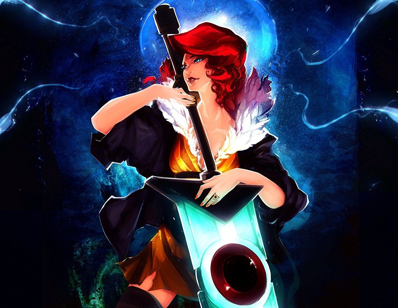 Red ragazza con spada Transistor, 1321x1024 HD, Notebook Gaming