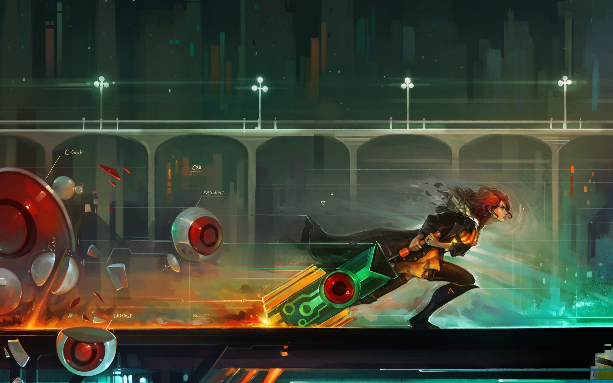 Red, videogioco Transistor, spada, 2560x1600 2K, Desktop