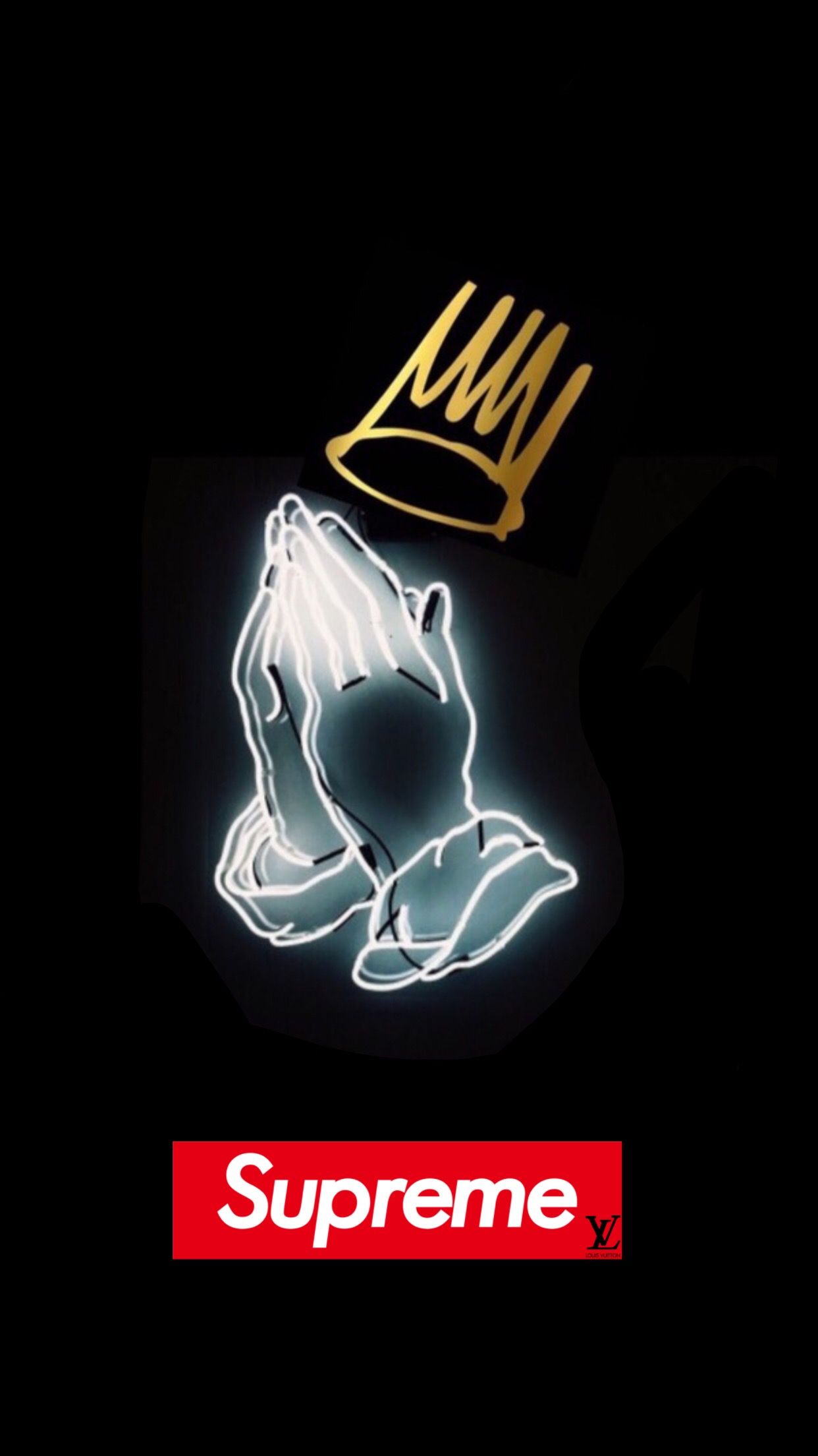 Mani preganti neon corona Supreme, streetwear, 1242x2208 Verticale, Telefono