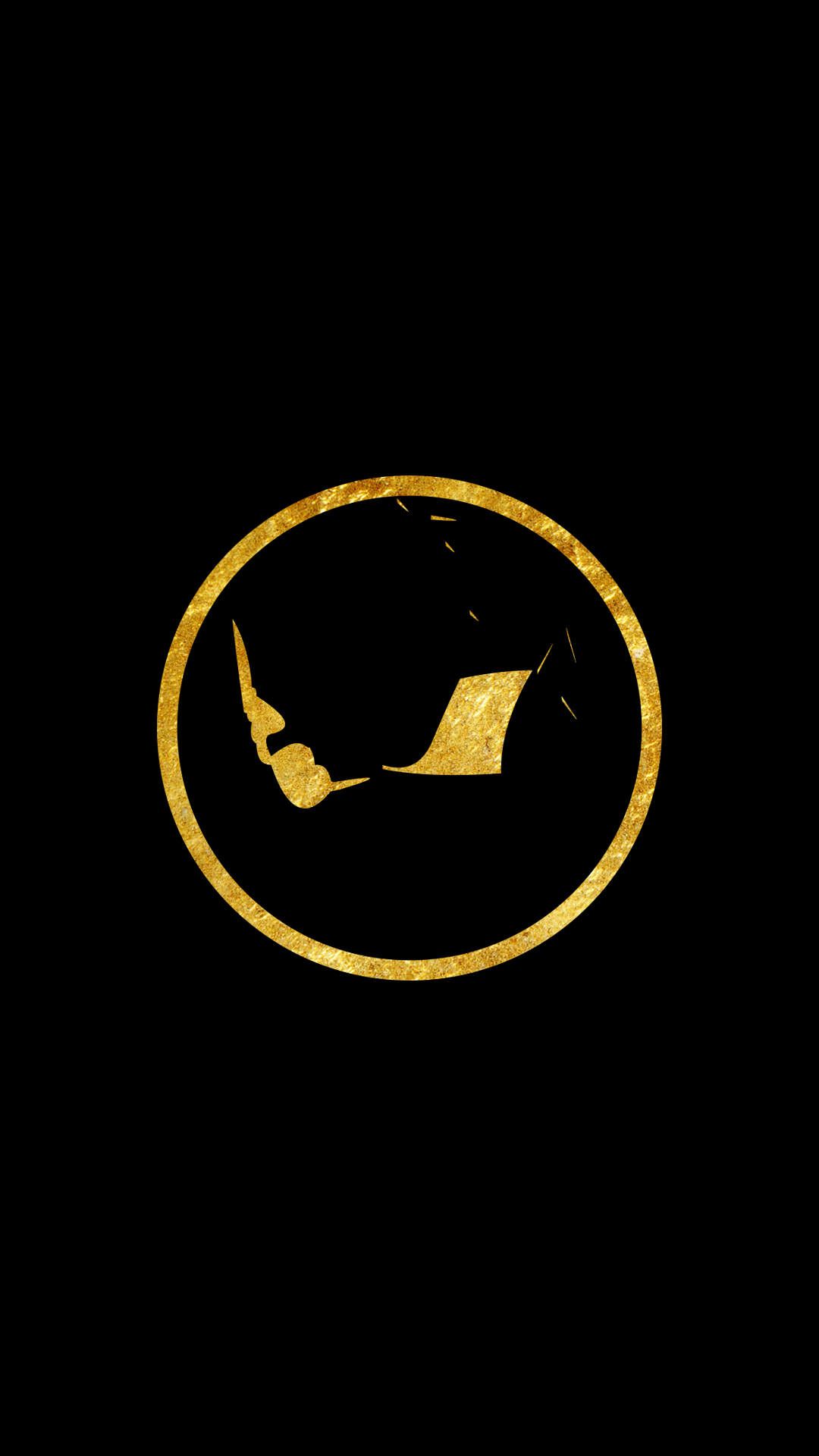 Logo dorato astratto sfondo nero, 1080x1920 Verticale, Mobile