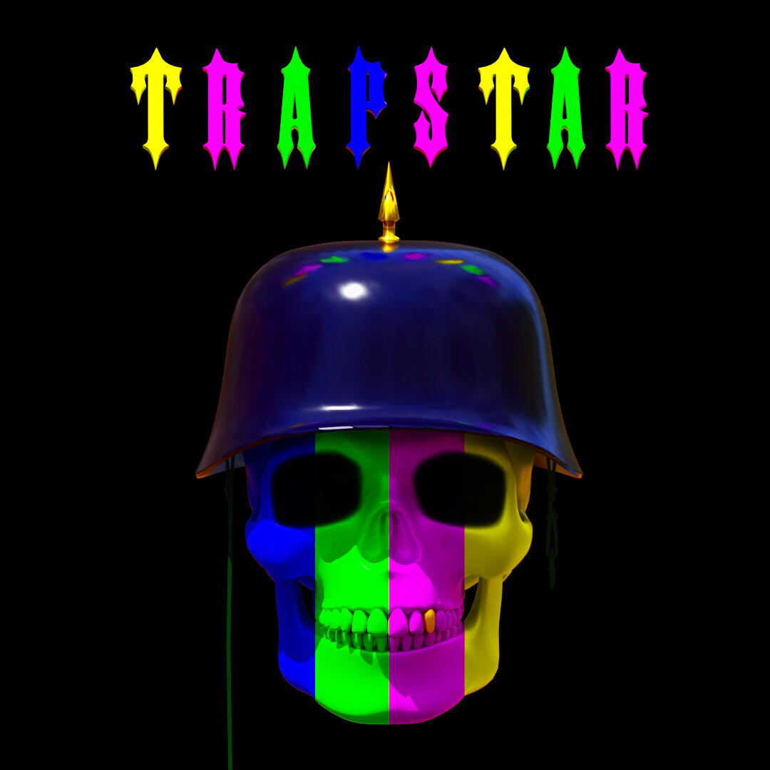 Teschio colorato con casco Trapstar, 1080x1080 HD, PC