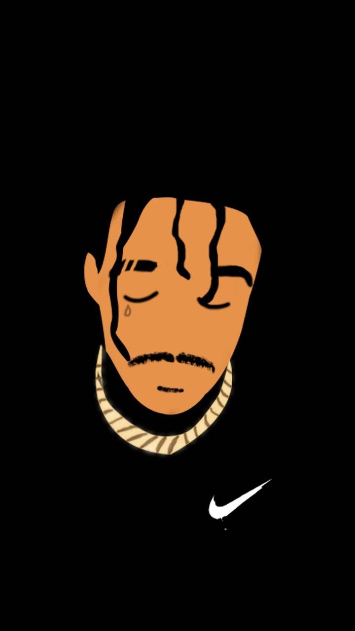 Volto stilizzato arancione, logo Nike, 720x1280 Verticale, Xiaomi