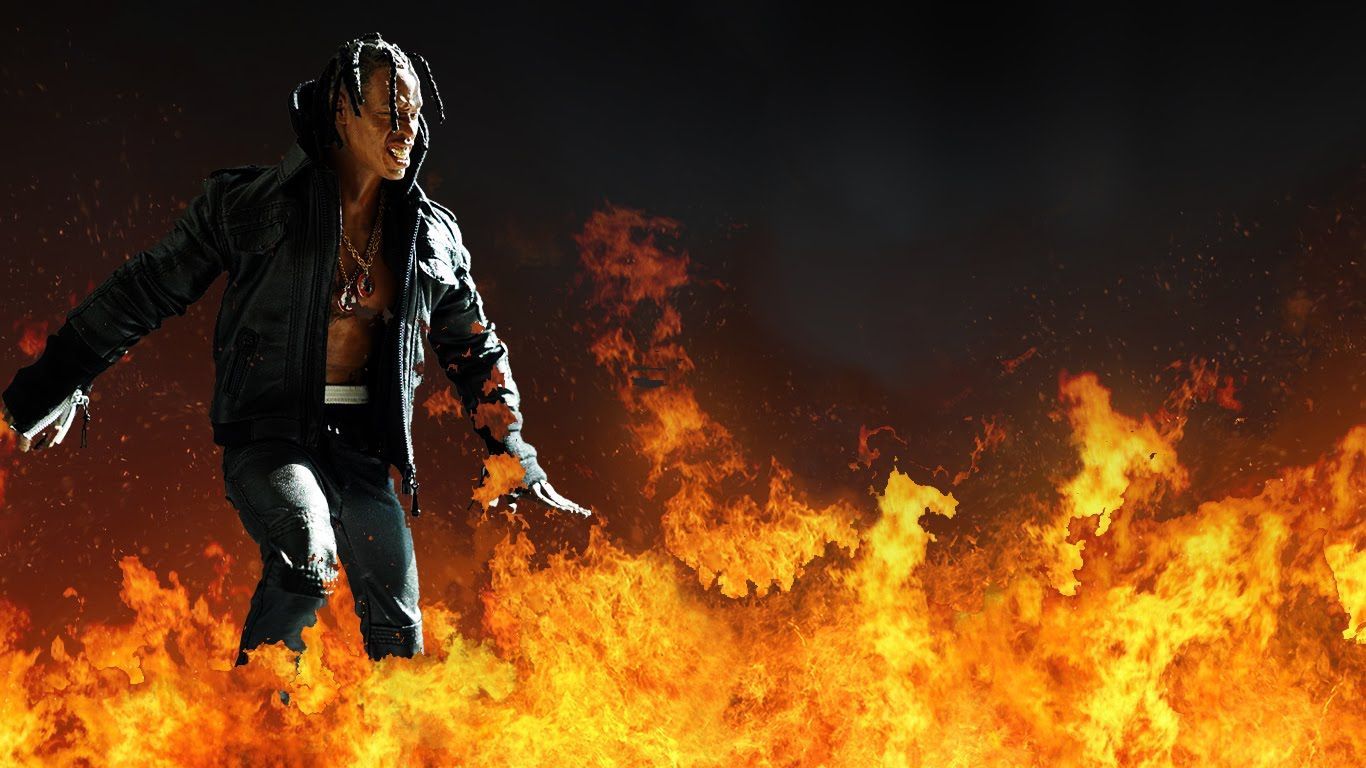 Travis Scott tra le fiamme, 1366x768 720p, PC