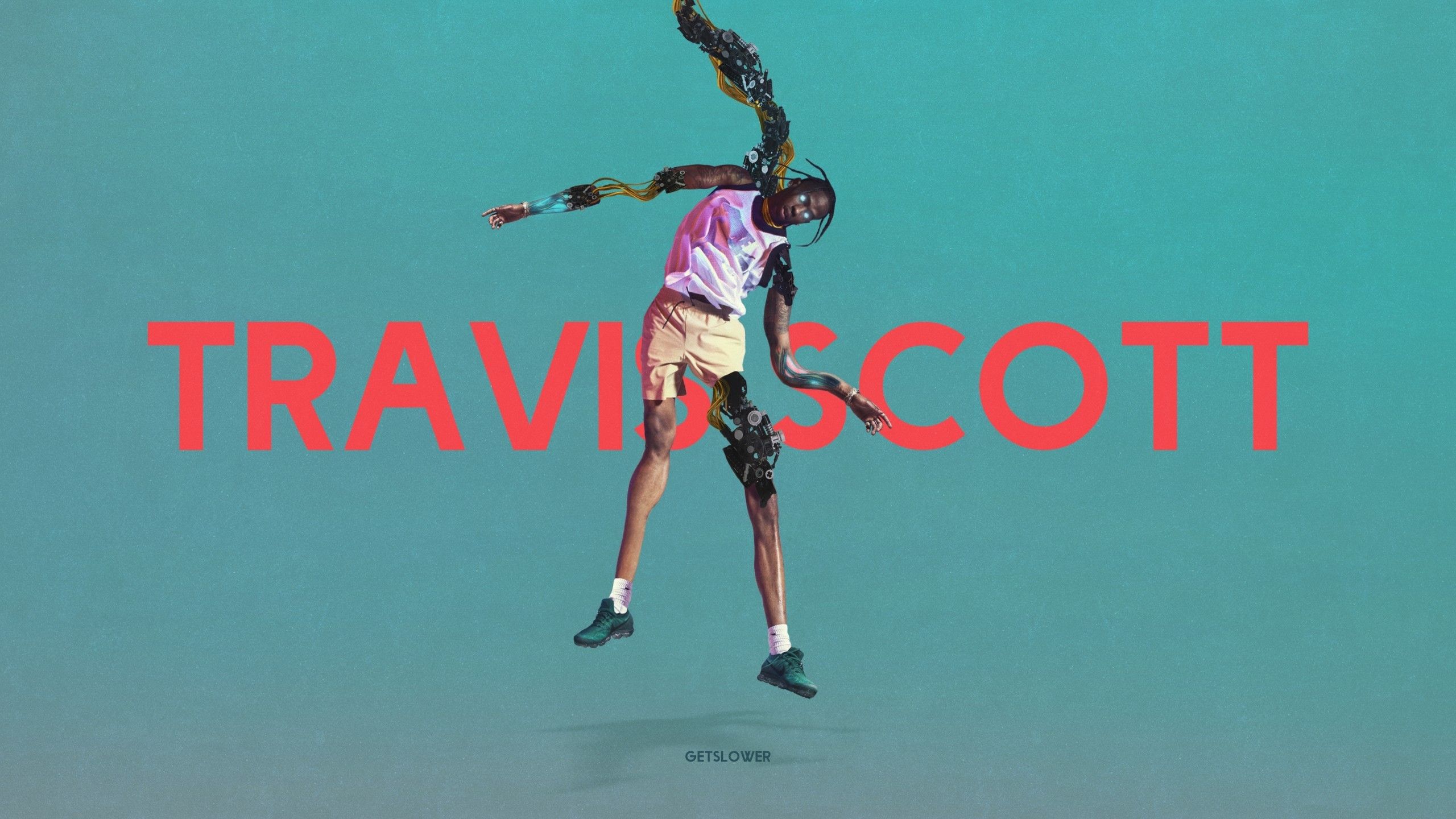 Travis Scott artwork sfondo teal, 2560x1440 1440p, Desktop