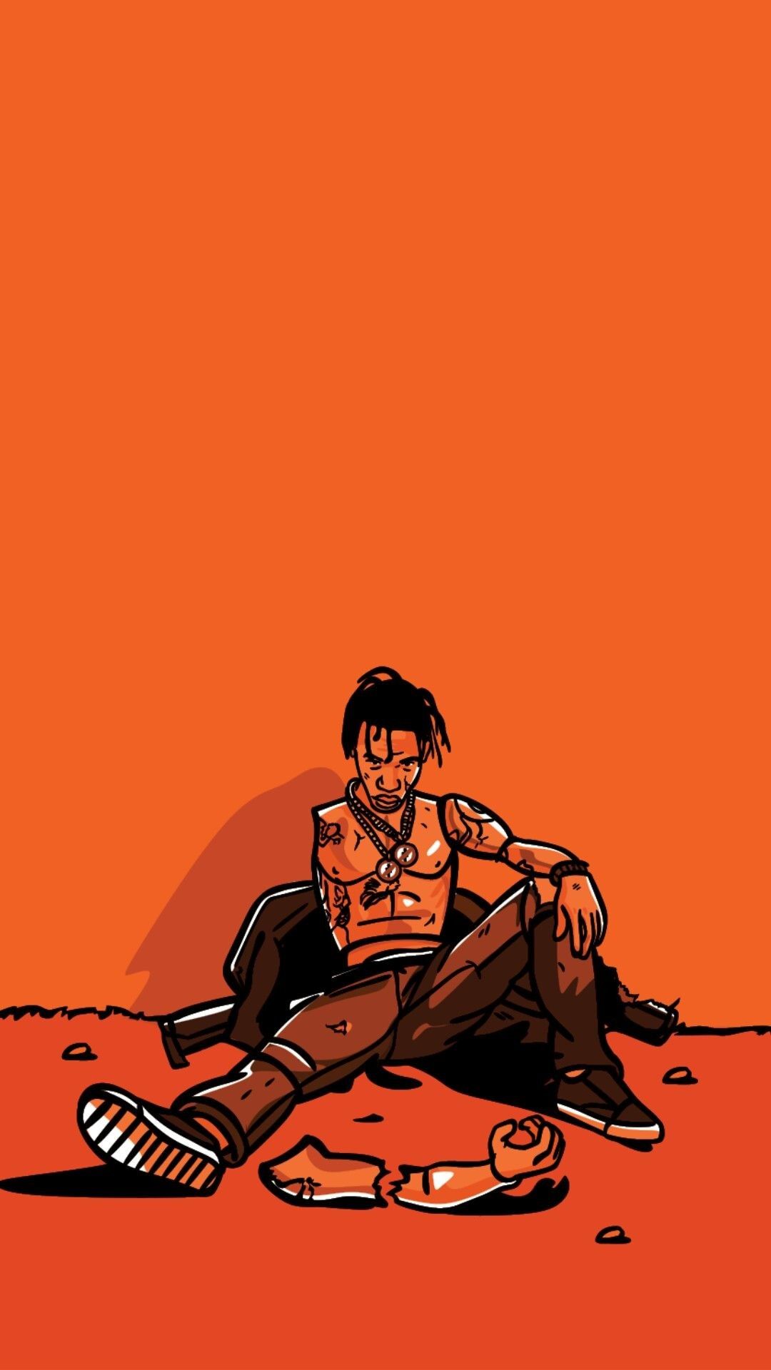 Travis Scott illustrazione arancione, 1080x1920 Full HD Verticale, iPhone