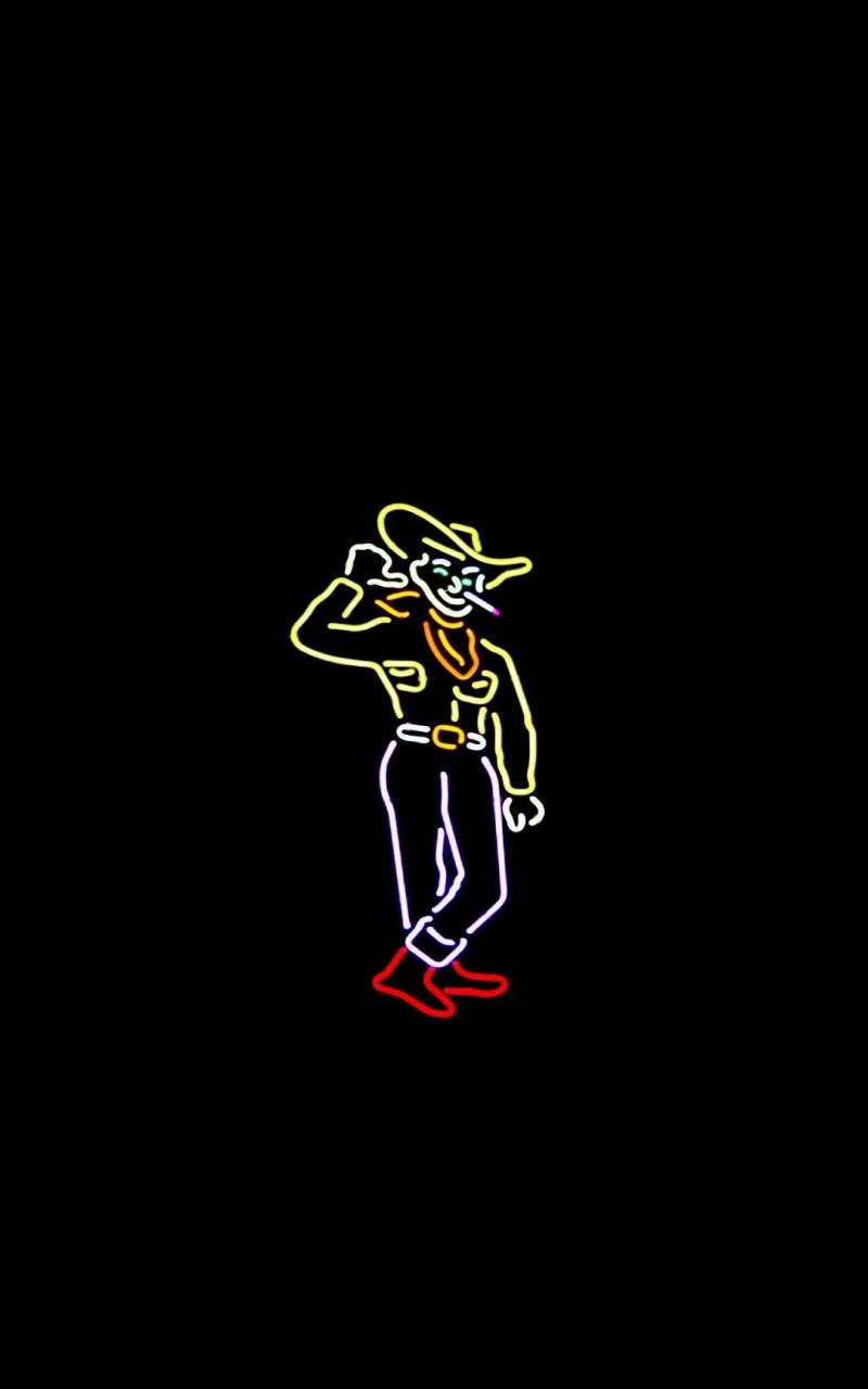Cowboy neon sfondo nero, 800x1280 Verticale, Android