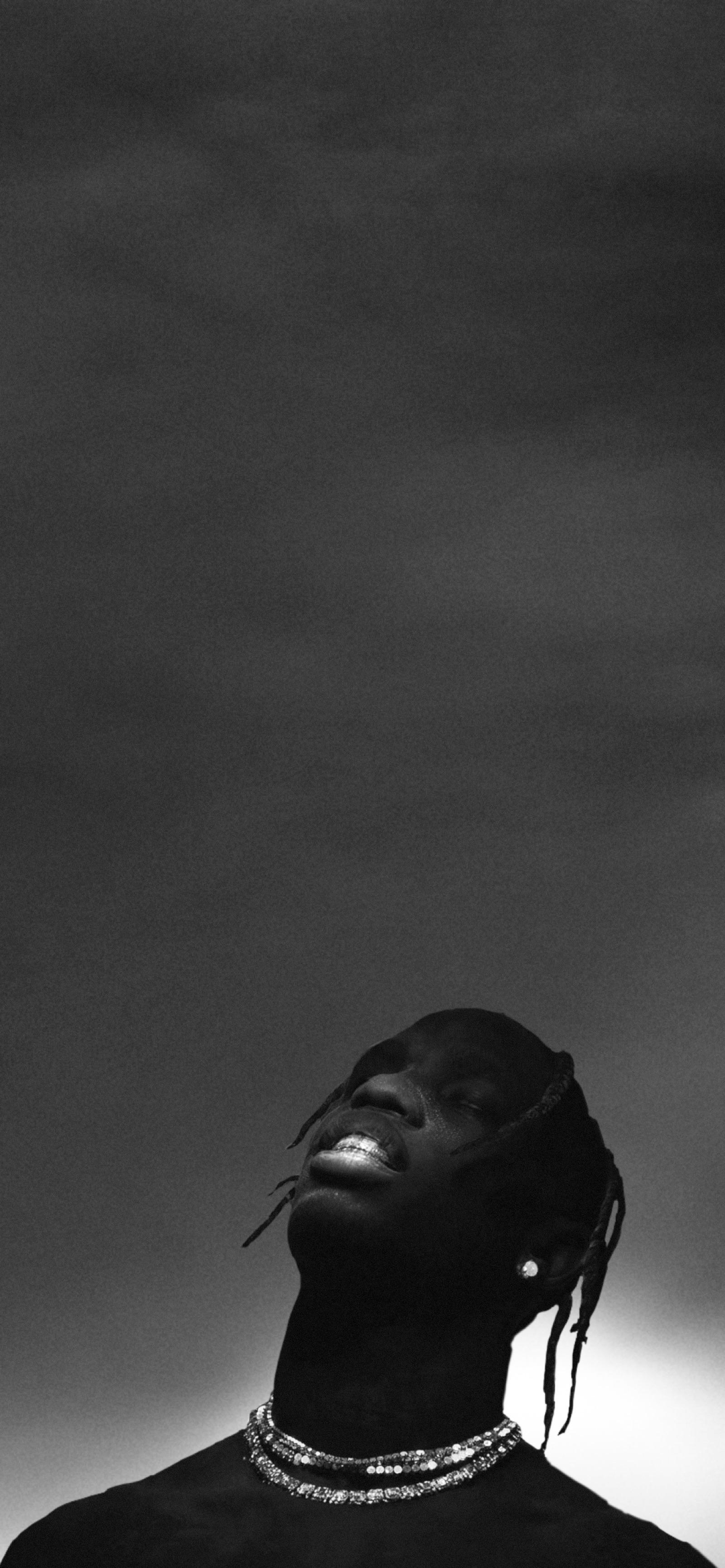 Travis Scott ritratto bianco e nero, 1600x3462 Verticale, OnePlus