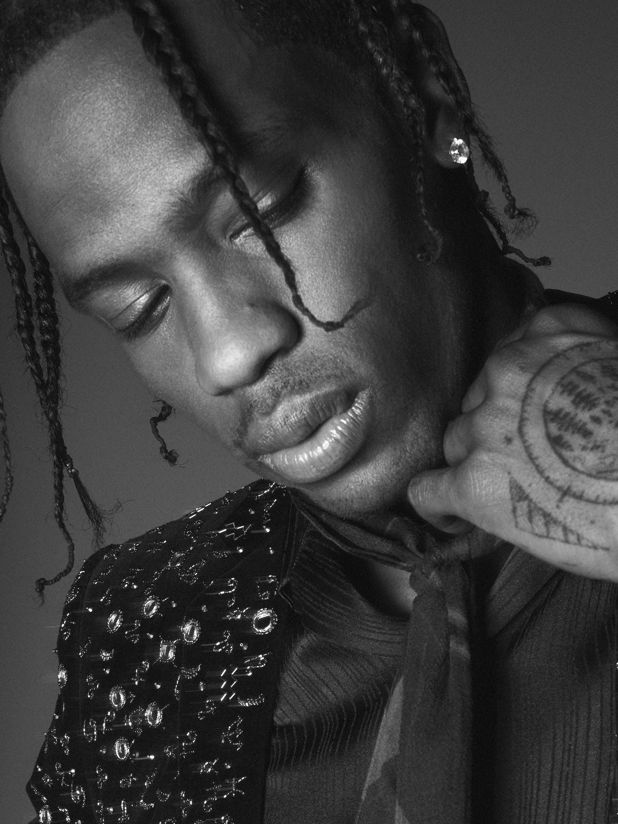 Travis Scott ritratto bianco e nero, 2000x2667 Full HD Verticale, Smartphone