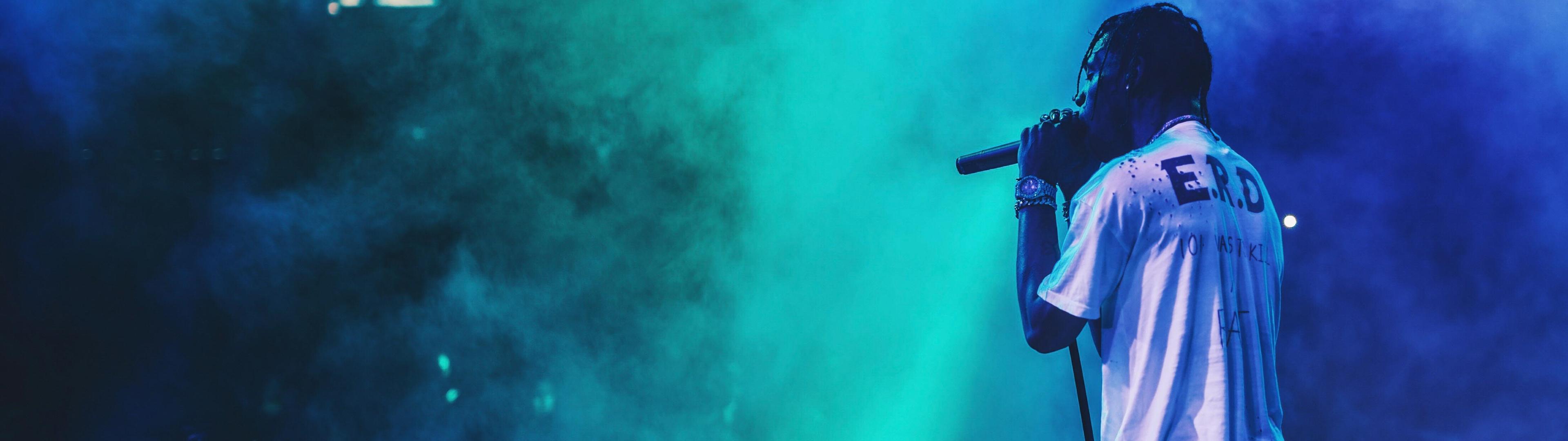 Travis Scott concerto luci blu, 3840x1080 Ultrawide, Dual Monitor