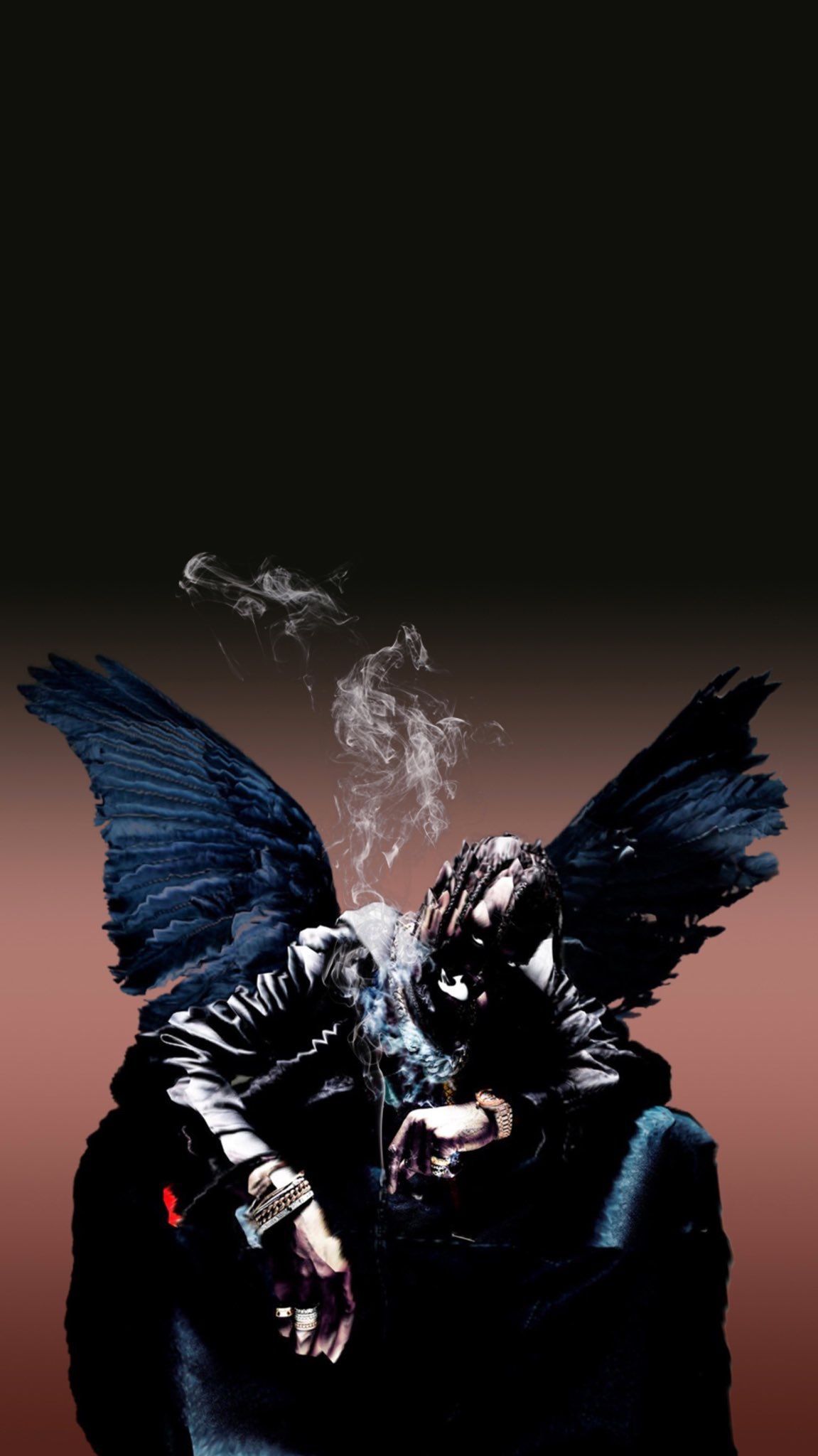 Uomo alato con fumo, 1151x2048 Full HD Verticale, iPhone