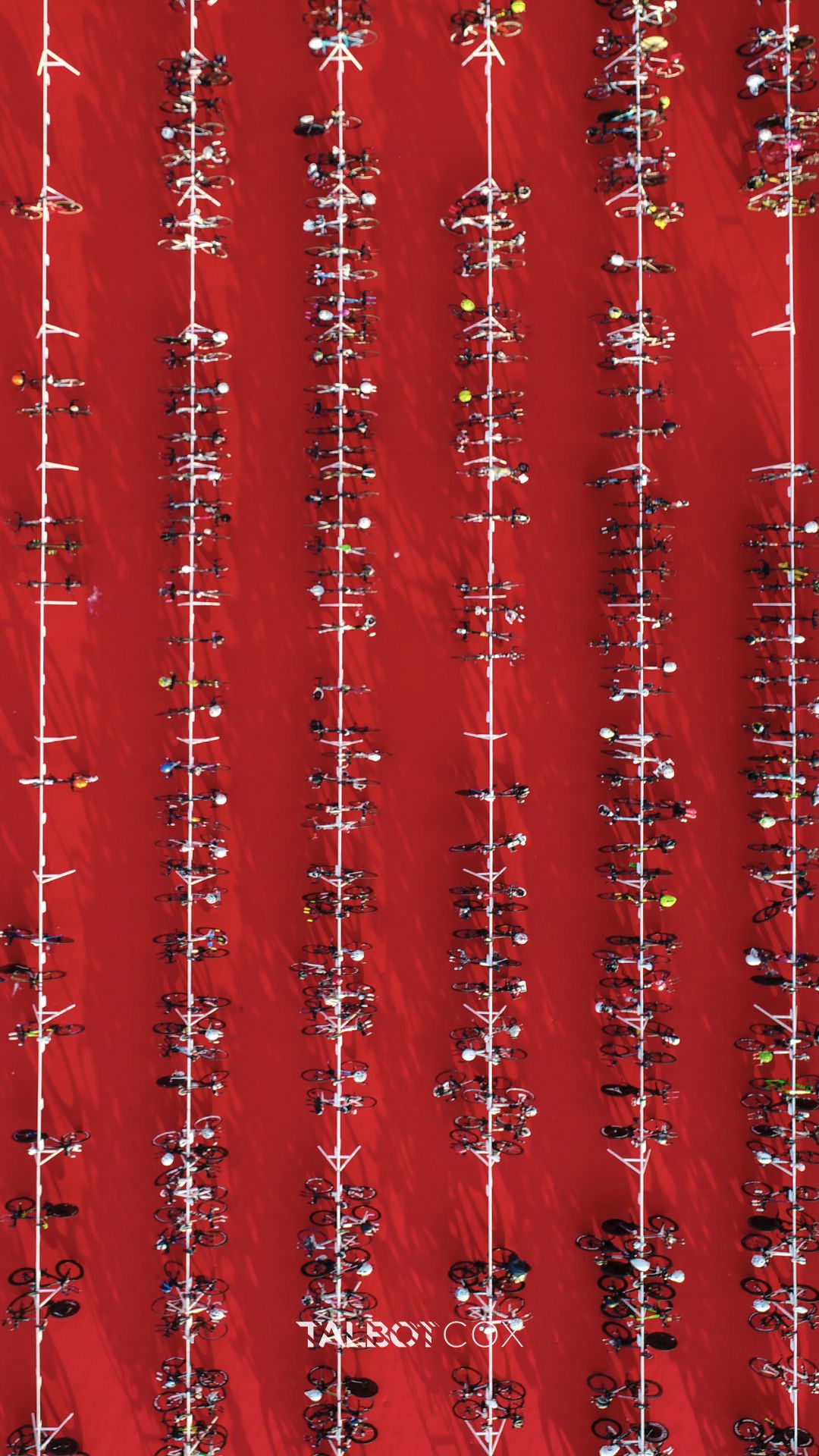 Vista aerea nuotatori corsie rosse, 1080x1920 Full HD Verticale, iPhone
