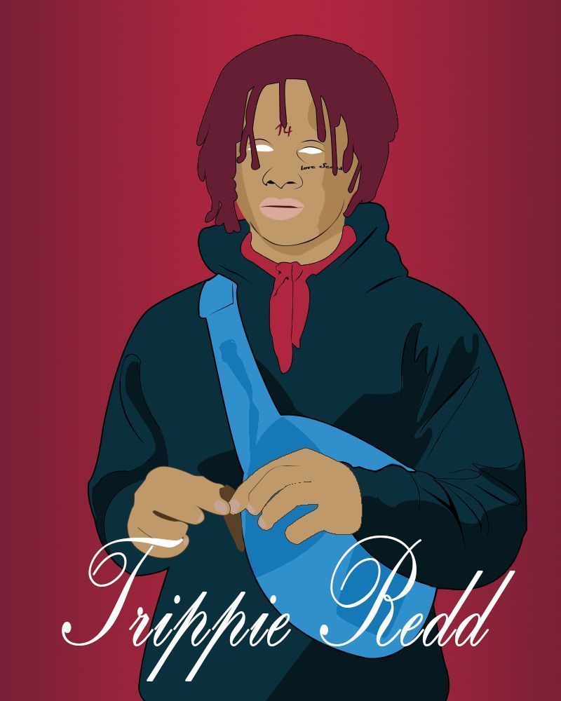 Trippie Redd illustrazione animata, 800x1000 Verticale, OnePlus
