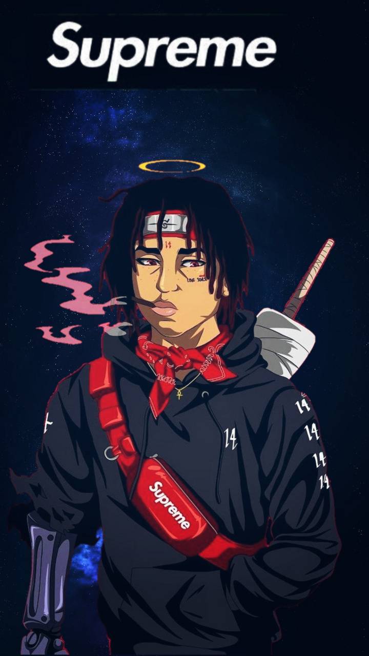 Personaggio anime stile Supreme, New York, 720x1280 Full HD Verticale, iPhone Pro