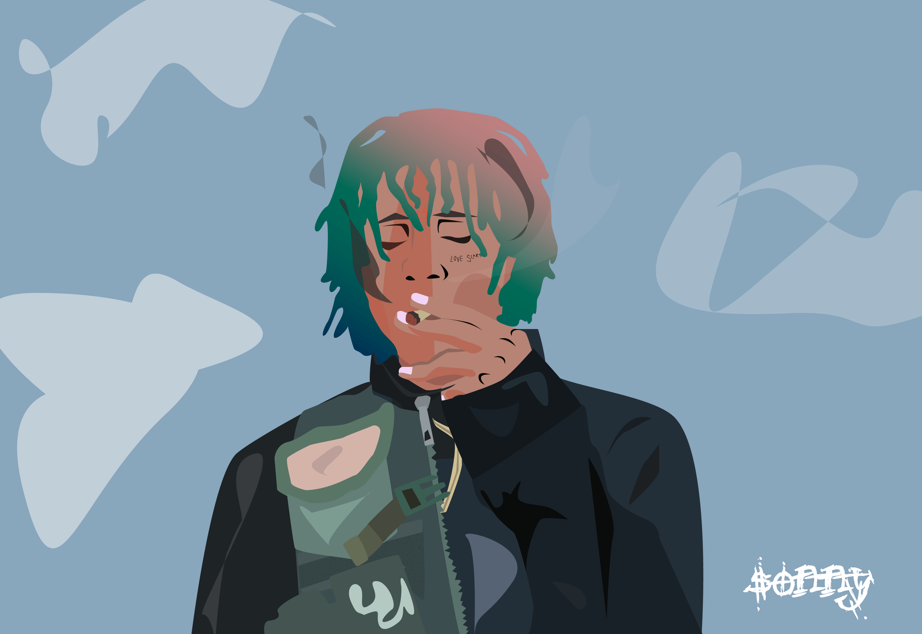 Trippie Redd cartoon con fucile, 943x960 Full HD Verticale, iPhone Plus