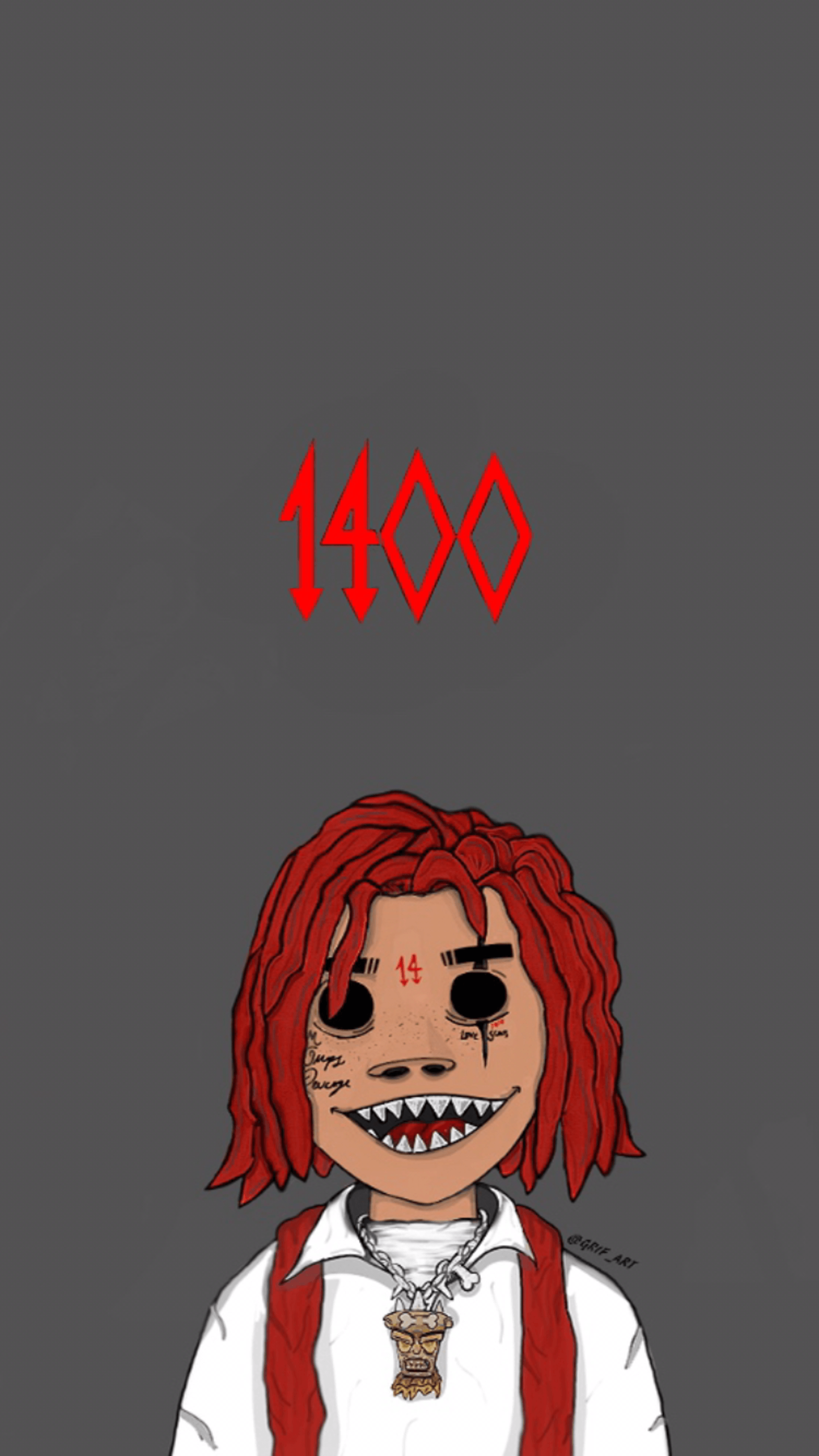 Trippie Redd cartoon capelli rossi, 1920x3415 Verticale, Telefono