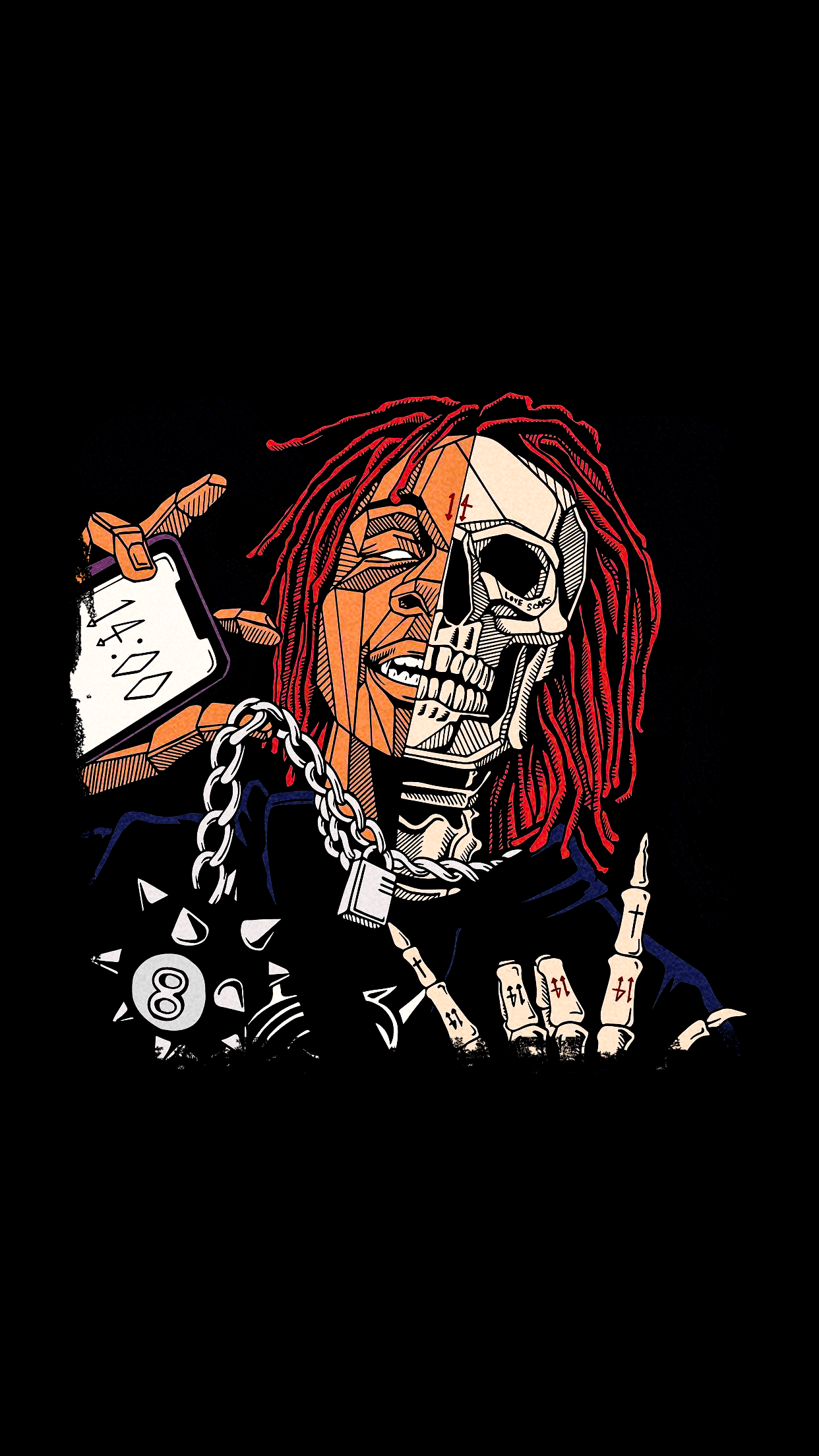 Trippie Redd teschio dreadlocks, rapper, 1242x2208 Verticale, iPhone Plus