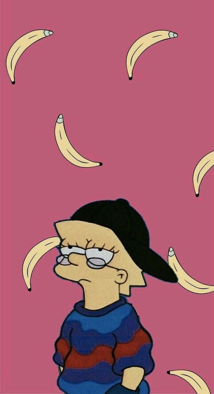 Lisa Simpson triste banane rosa, 697x1280 Full HD Verticale, iPhone