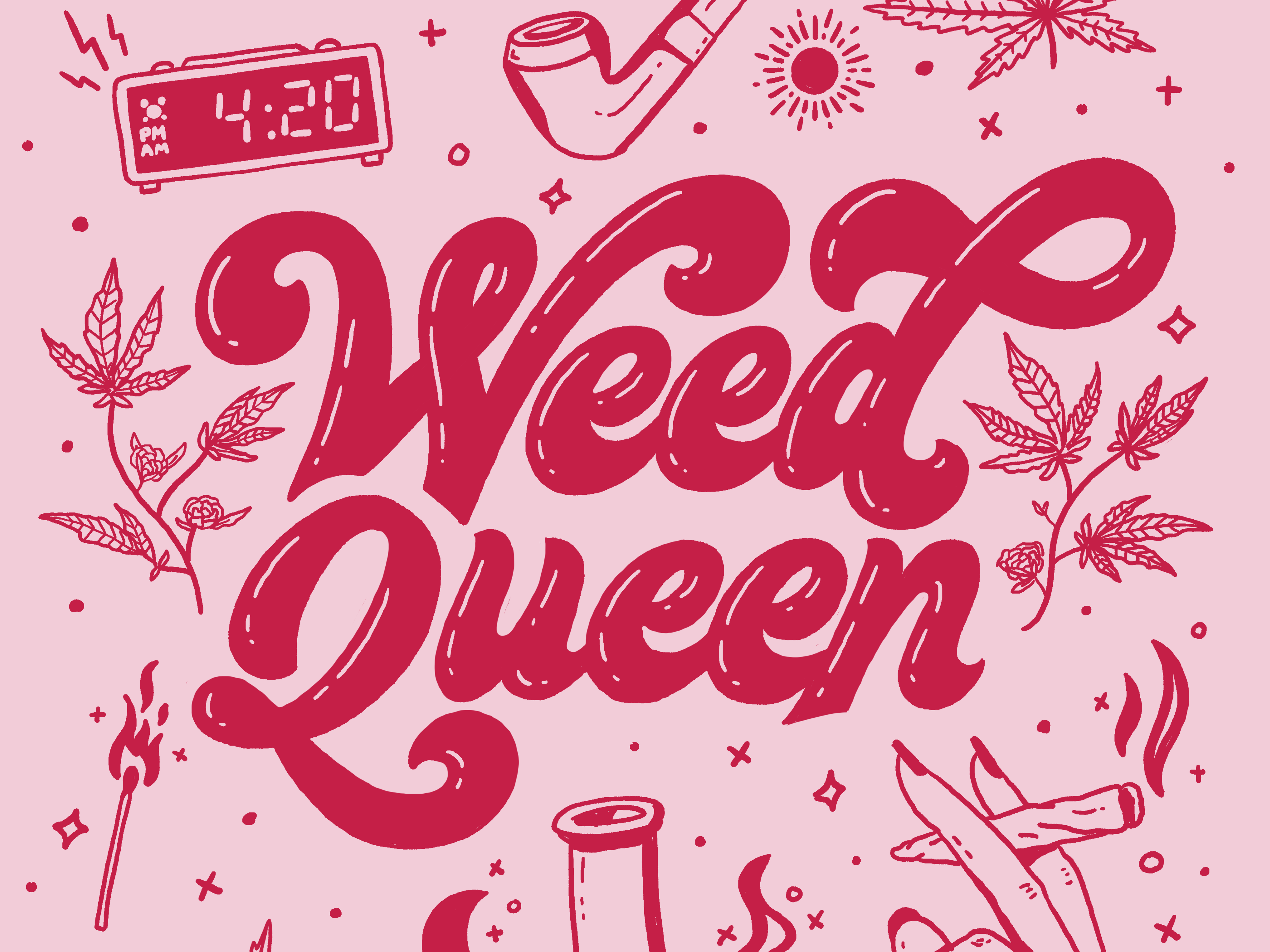 Weed Queen illustrazione rosa, 3543x2657 WQXGA, PC