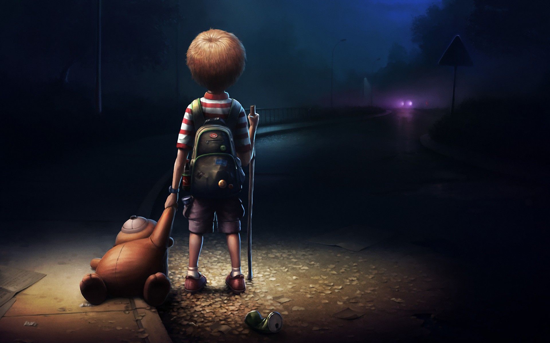 Bambino solo con orsacchiotto notte, 1920x1200 WUXGA, PC Desktop