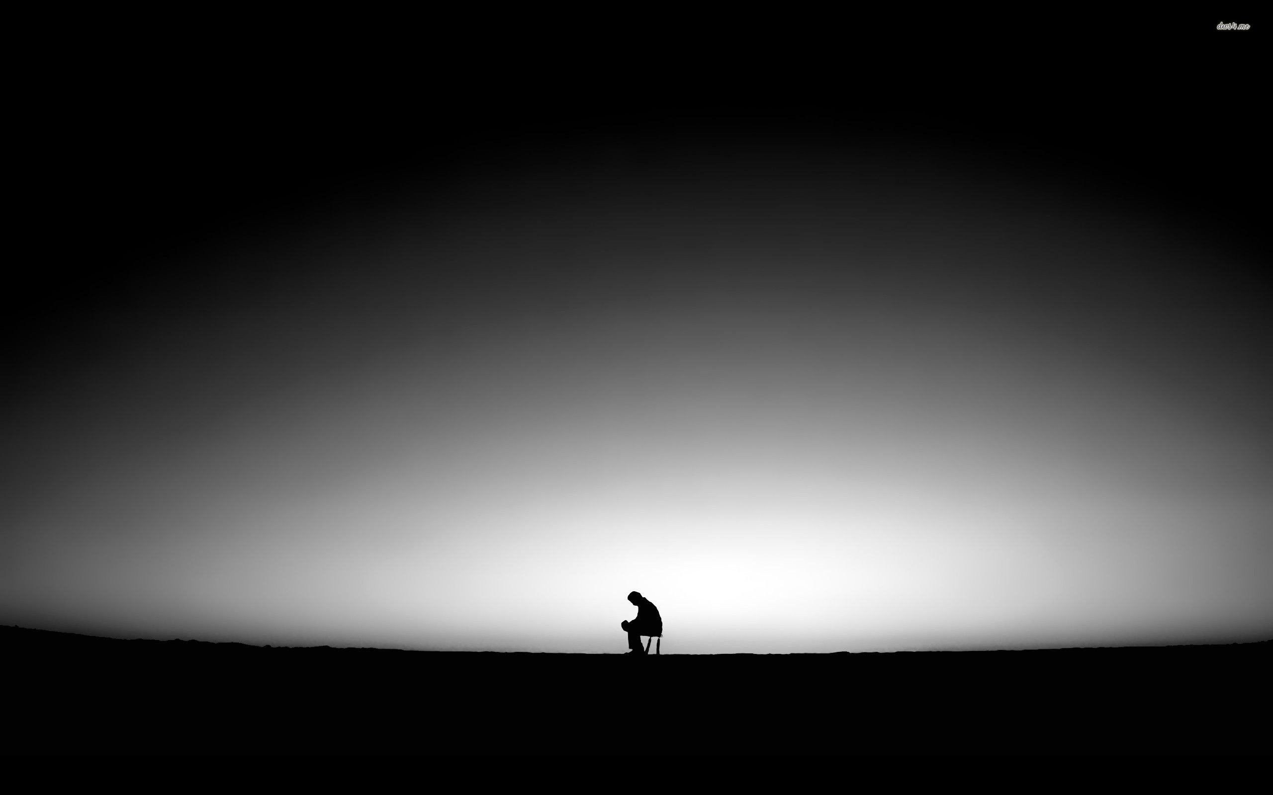 Silhouette persona seduta sola, 2560x1600 WQXGA, PC