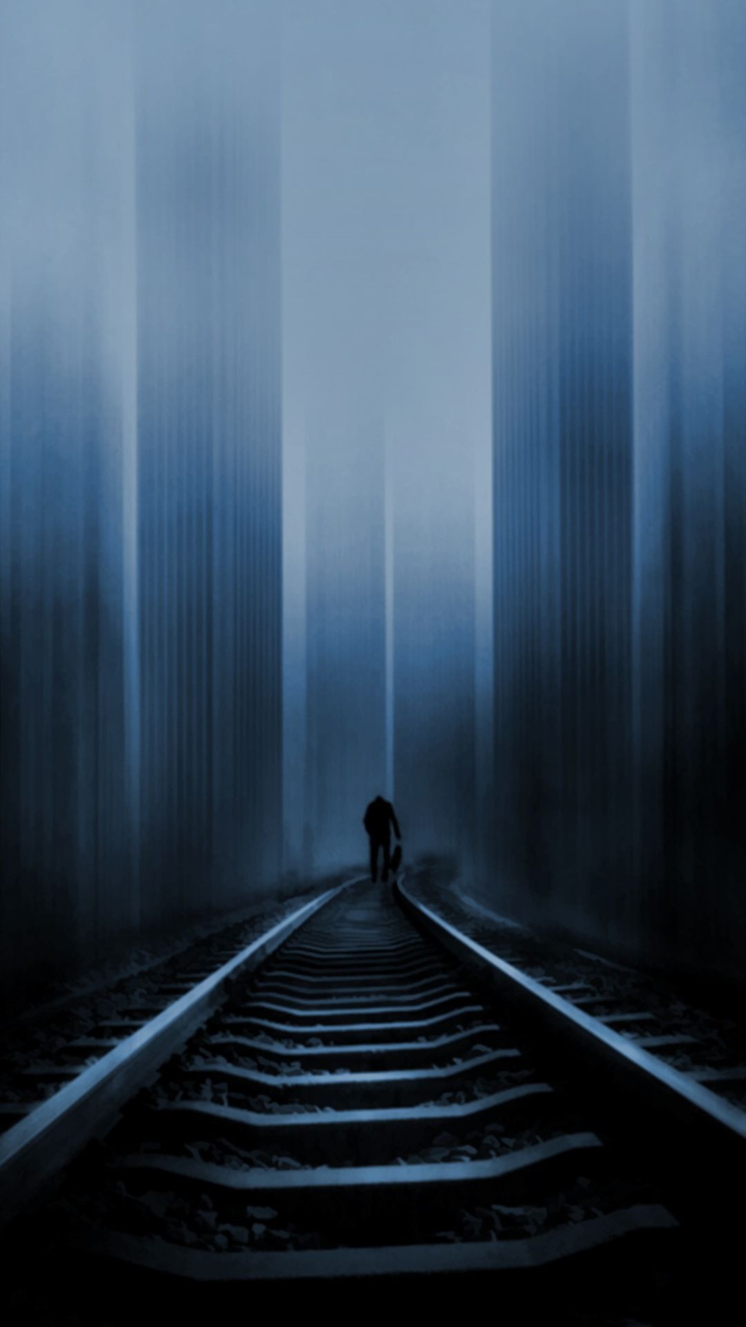 Figura solitaria su binari, 1080x1920 Full HD Verticale, iPhone