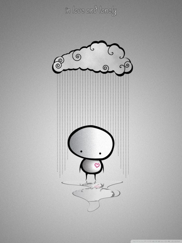 personaggio triste sotto pioggia, 768x1024 Verticale, iPhone Plus