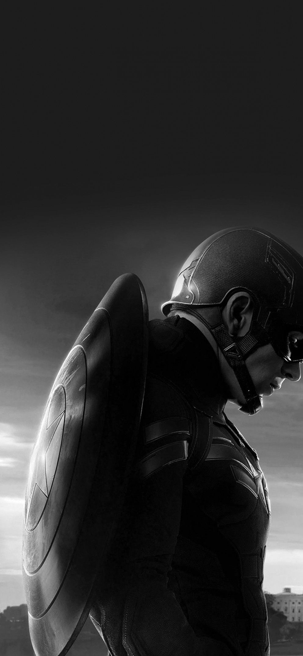 Captain America bianco e nero, Marvel, 993x2150 Verticale, iPhone Pro Max