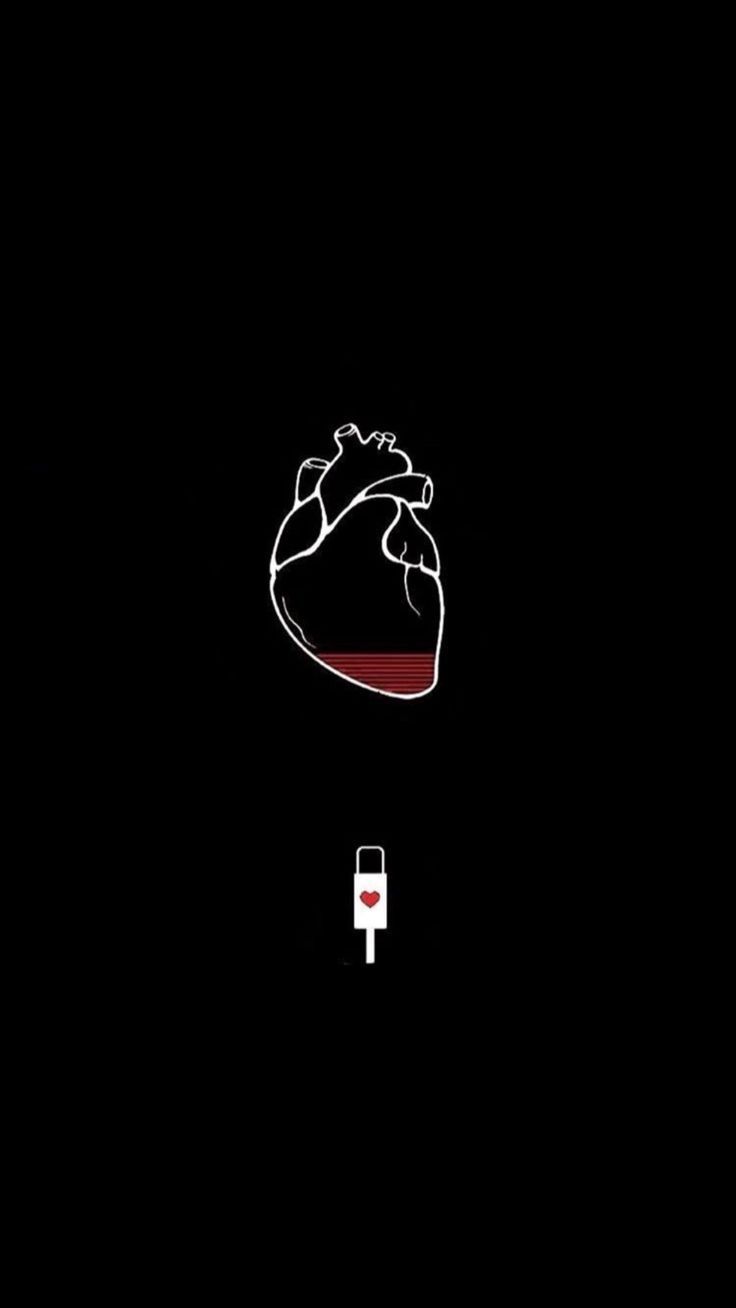 Cuore anatomico contorno nero, 736x1308 Full HD Verticale, Smartphone