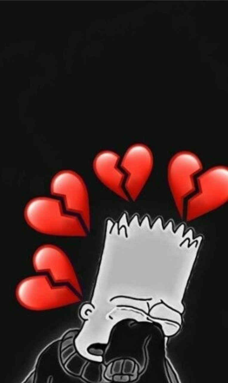 Bart Simpson triste cuori spezzati, serie animata, 764x1280 Verticale, Telefono